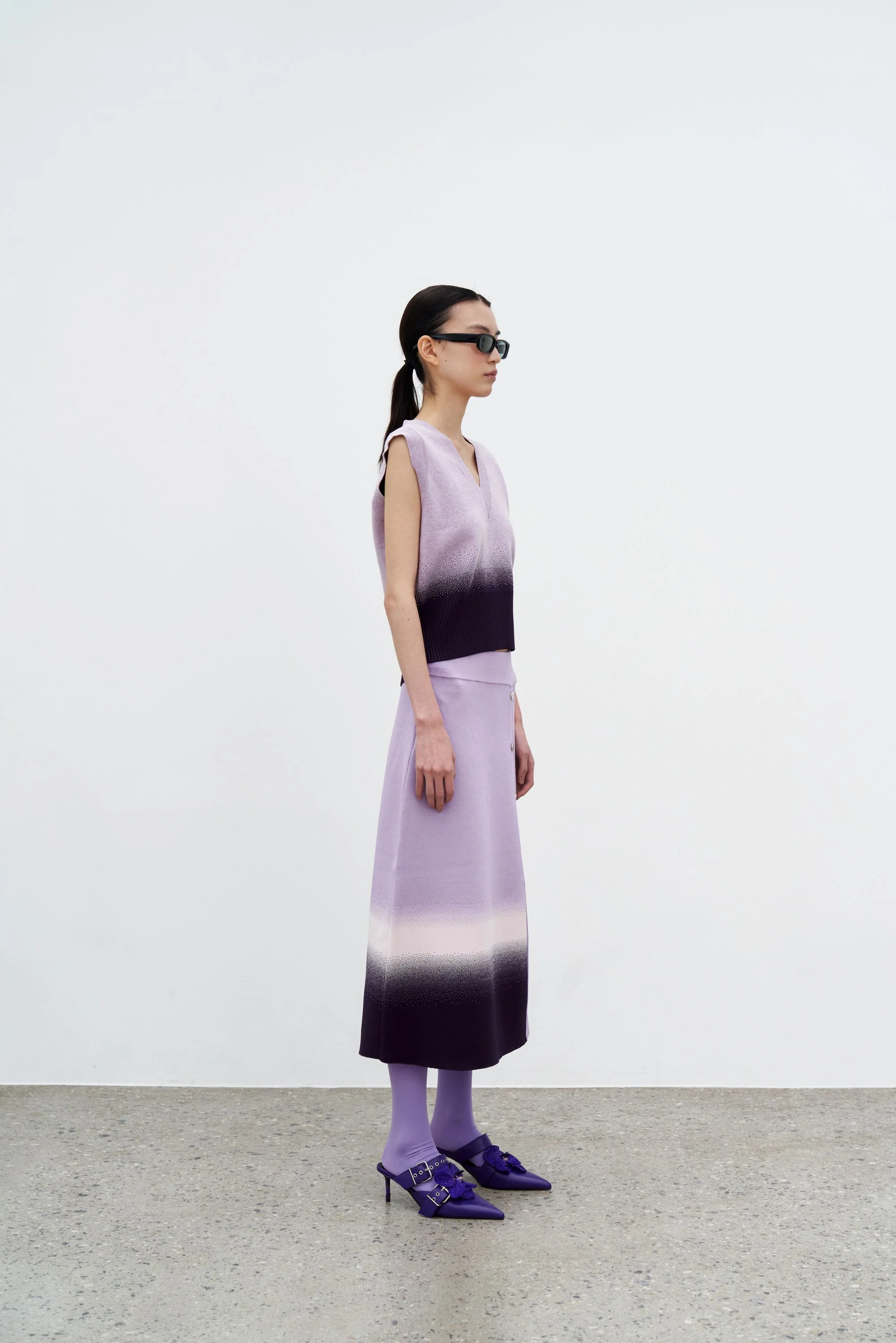 KAFKA GRADIENT PRINT A-LINE MIDI SKIRT - Image 4