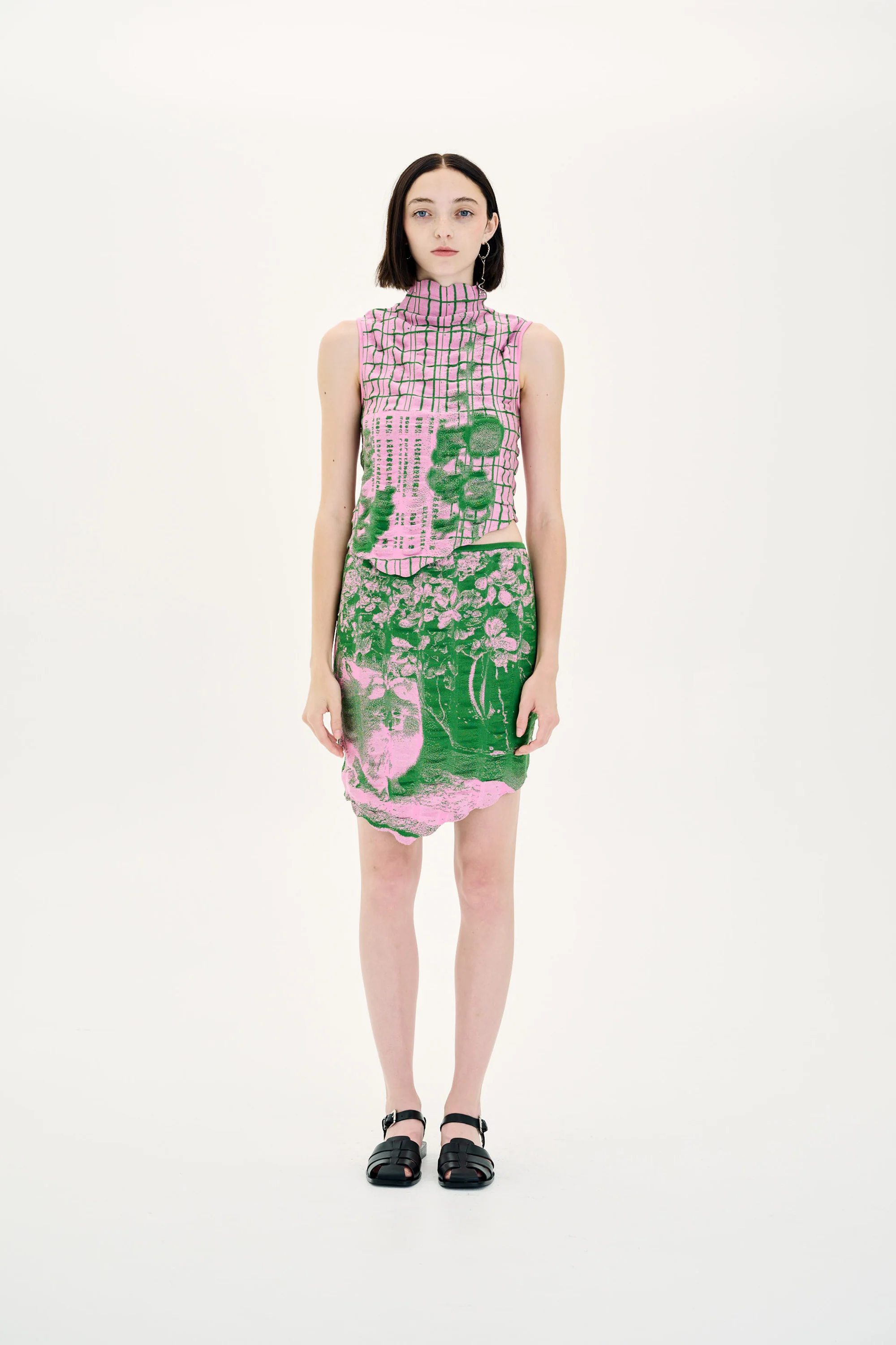 KIRI PLAID PRINT RUCHED TANK TOP - Image 3
