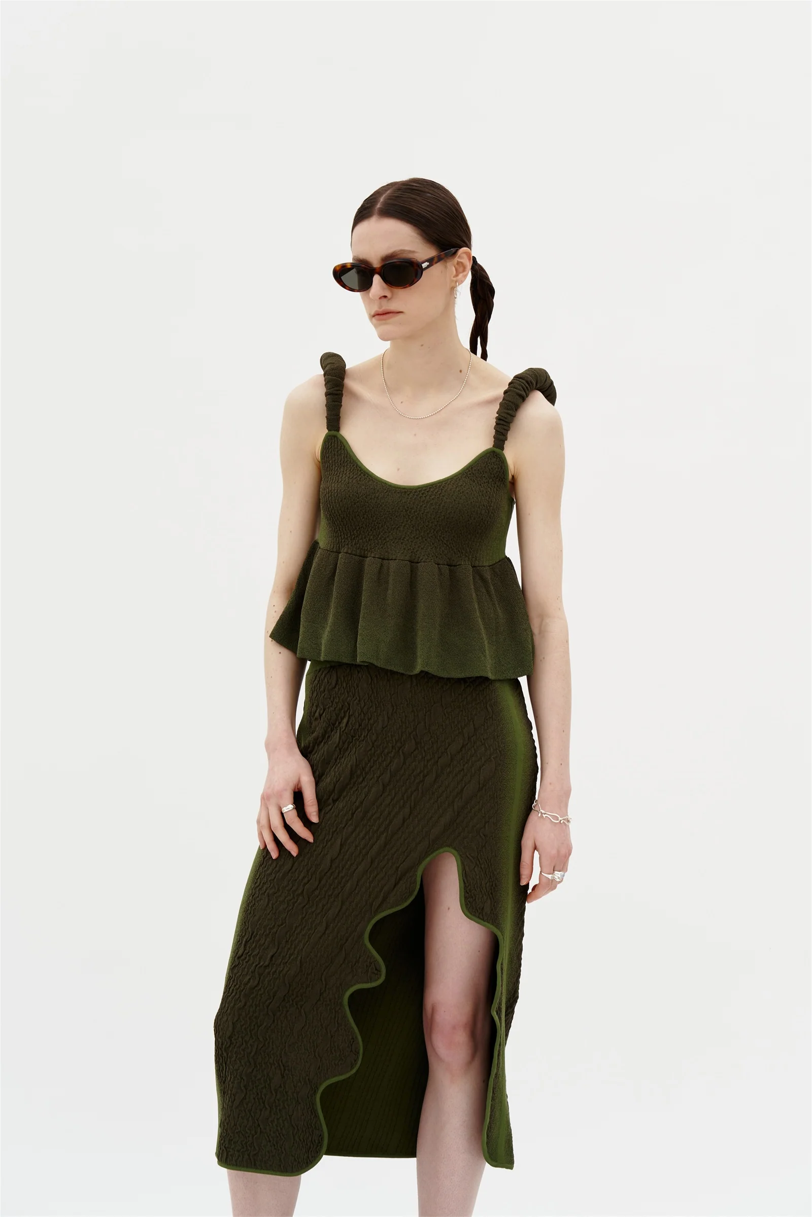 LABBU 3D BUBBLE WAVY MIDI SKIRT - Image 4