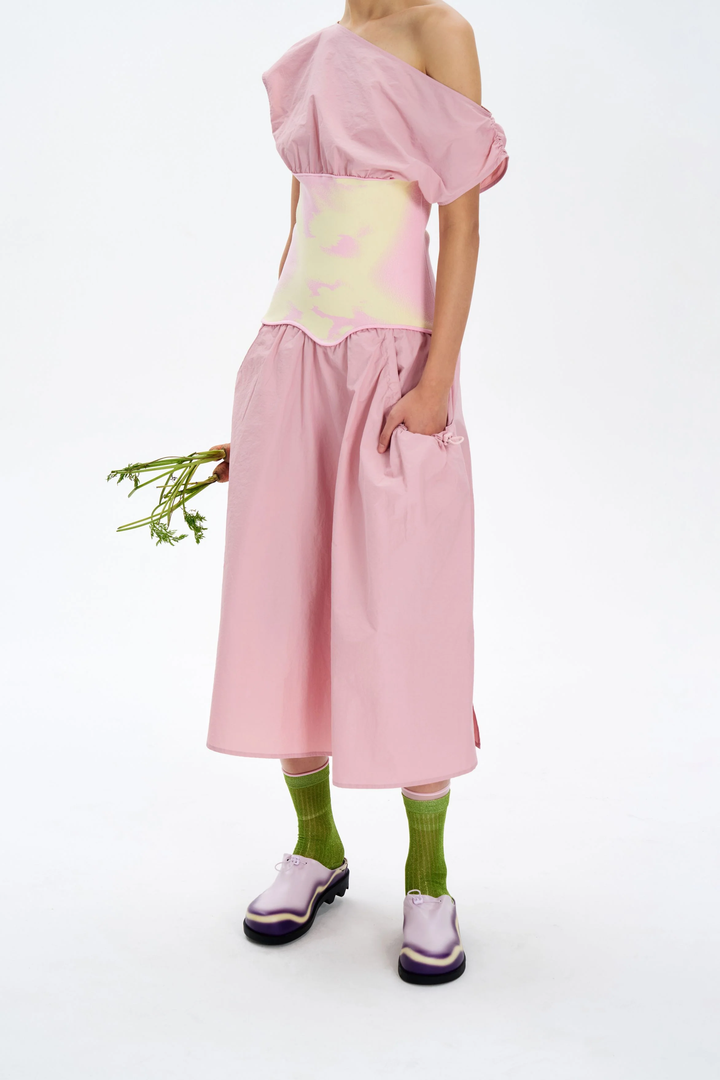 LEAH MIXED MEDIA MIDI DRESS - Image 3