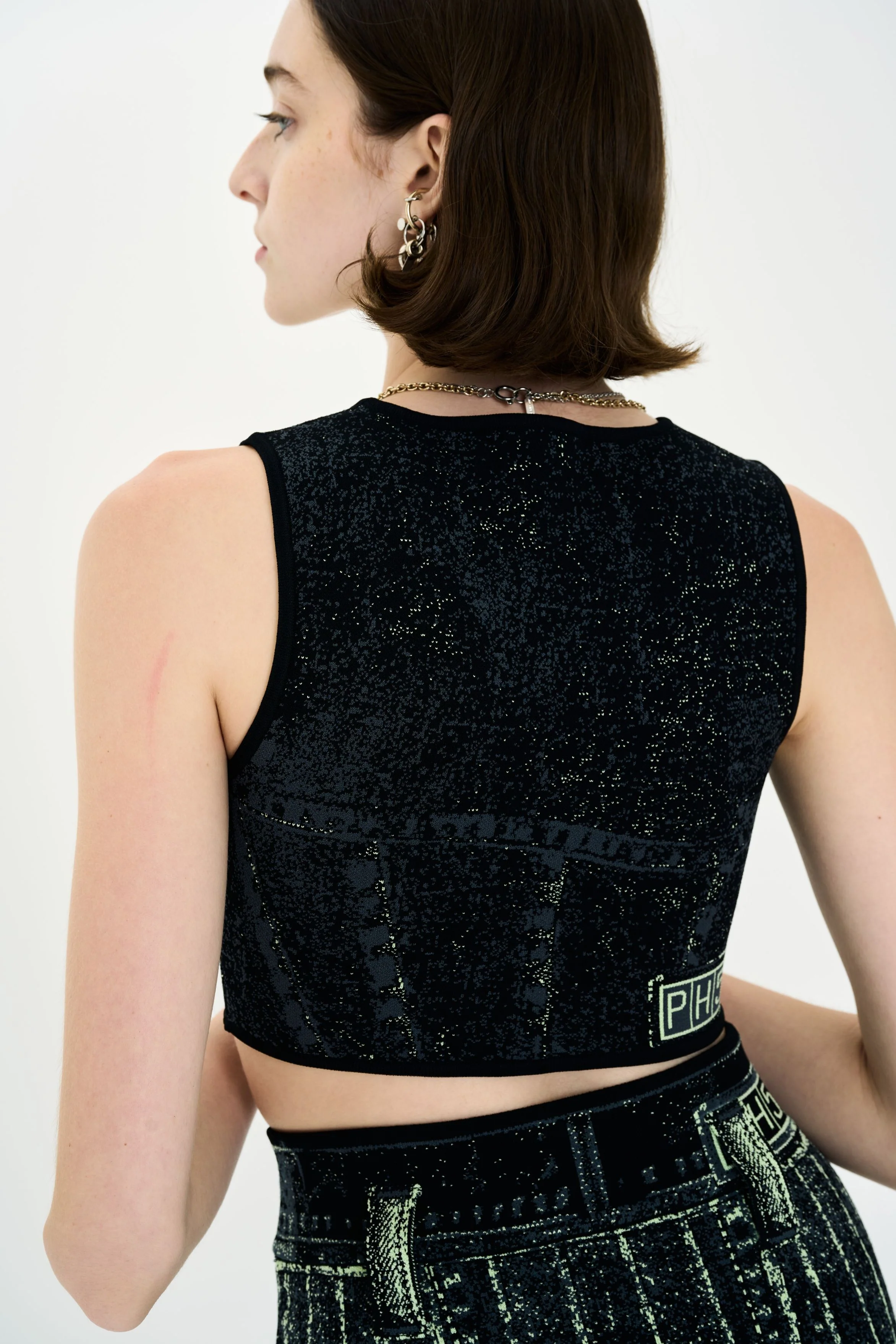 LILLIAN DENIM PRINT CROPPED TOP - Image 3