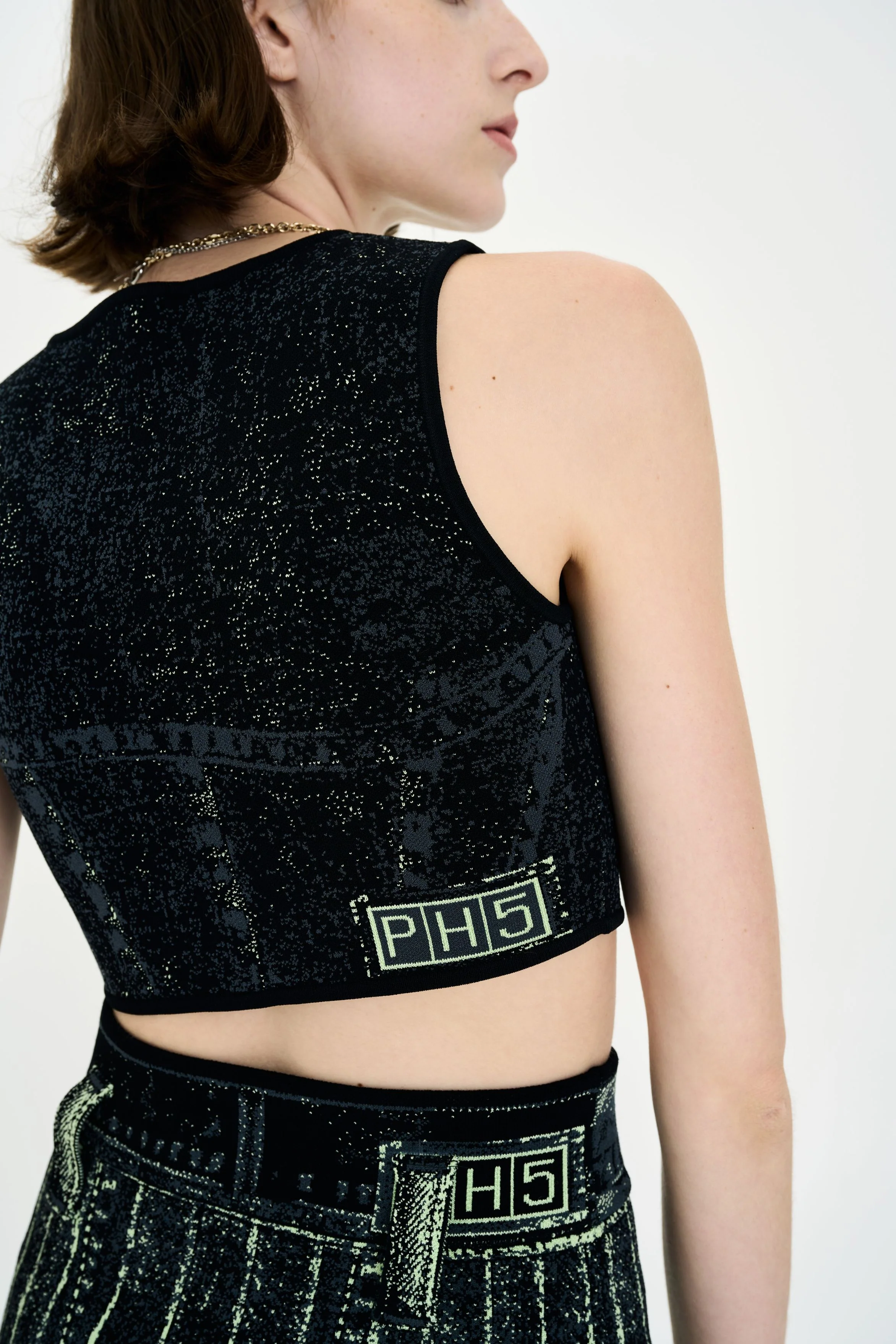 LILLIAN DENIM PRINT CROPPED TOP - Image 4