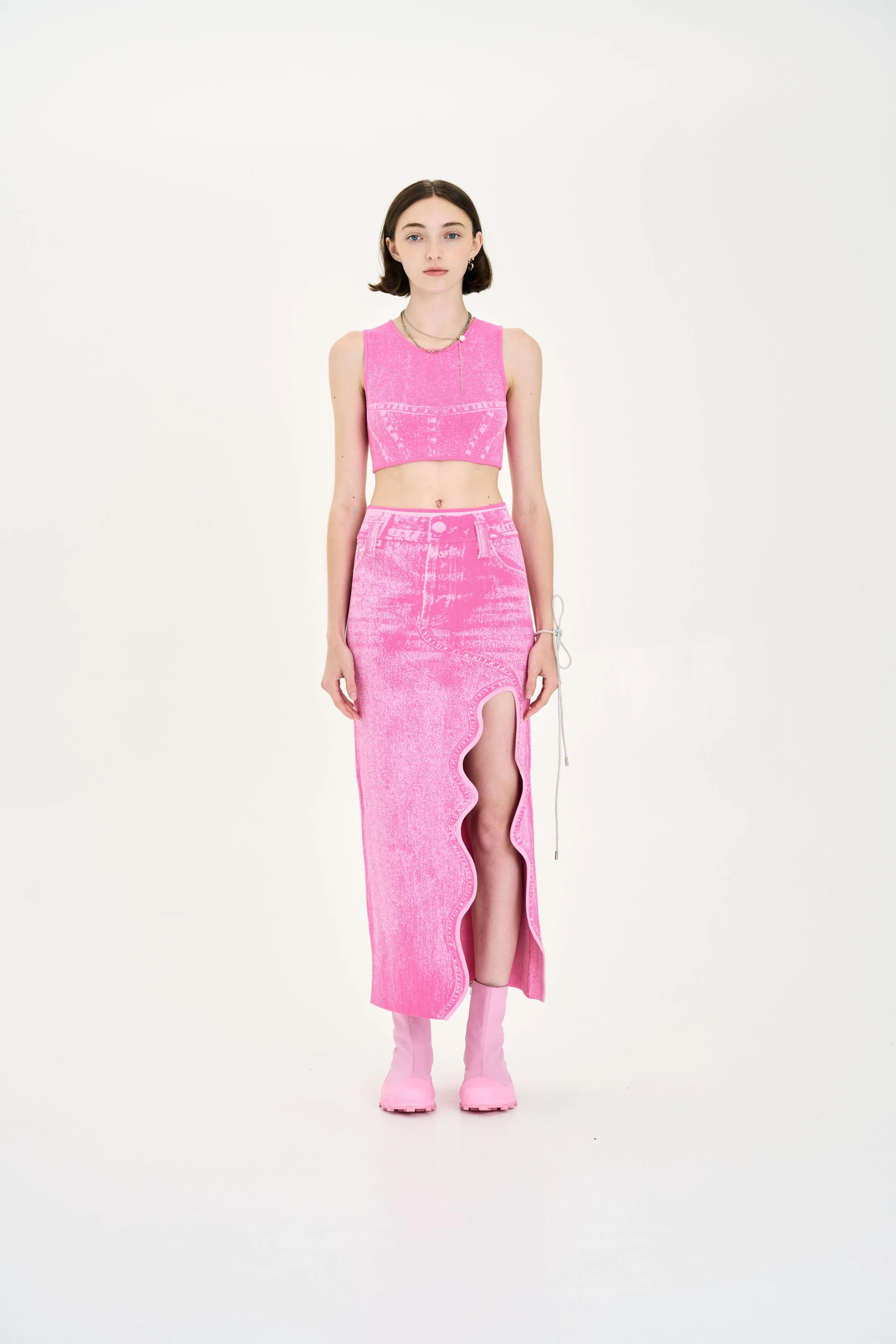 LILLIAN DENIM PRINT CROPPED TOP - Image 2