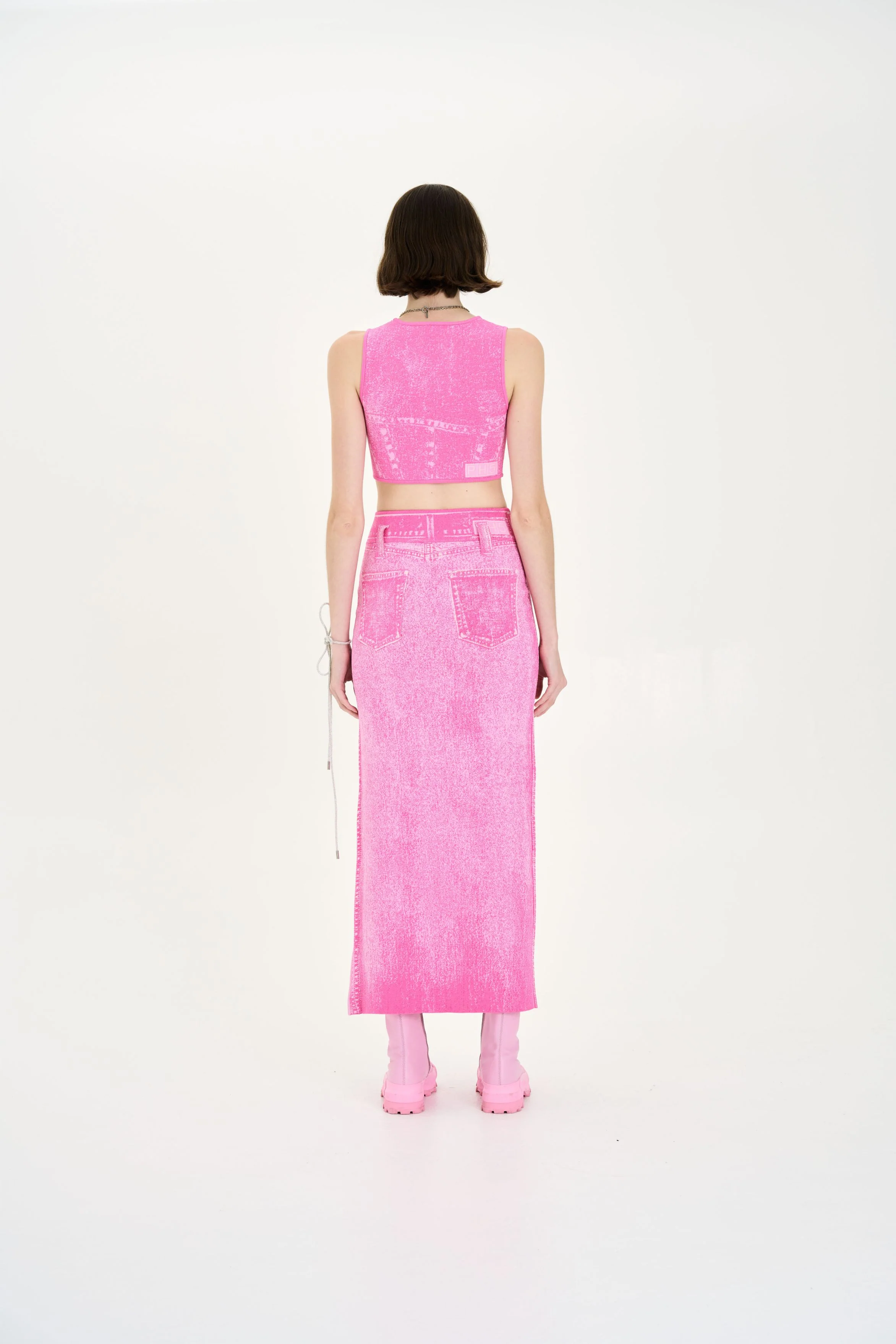 LILLIAN DENIM PRINT CROPPED TOP - Image 4