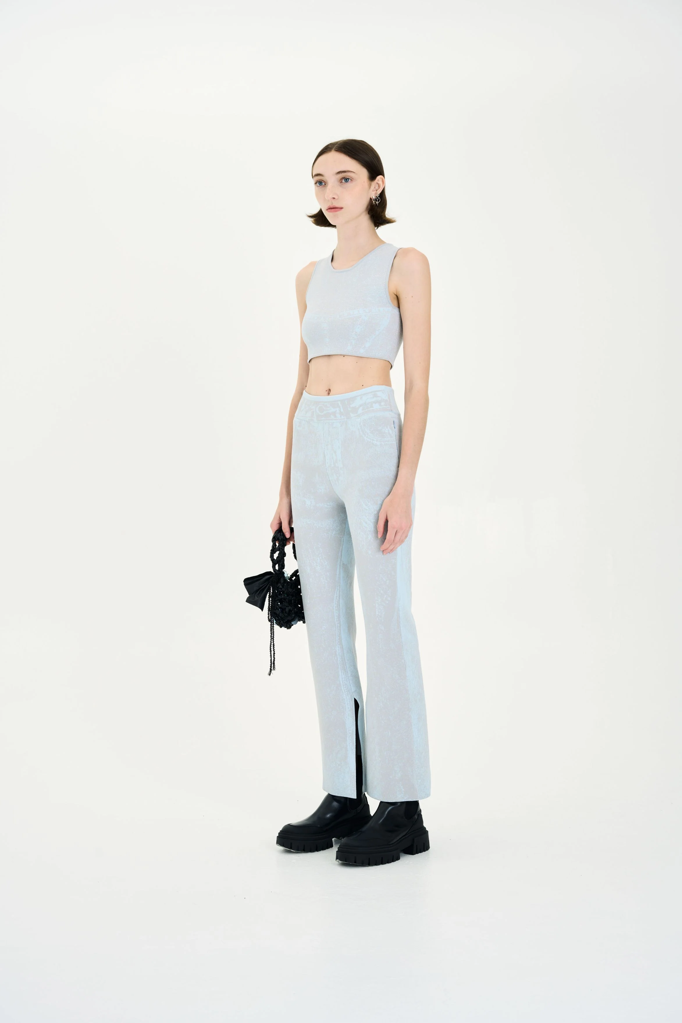 LILLIAN DENIM PRINT CROPPED TOP - Image 2