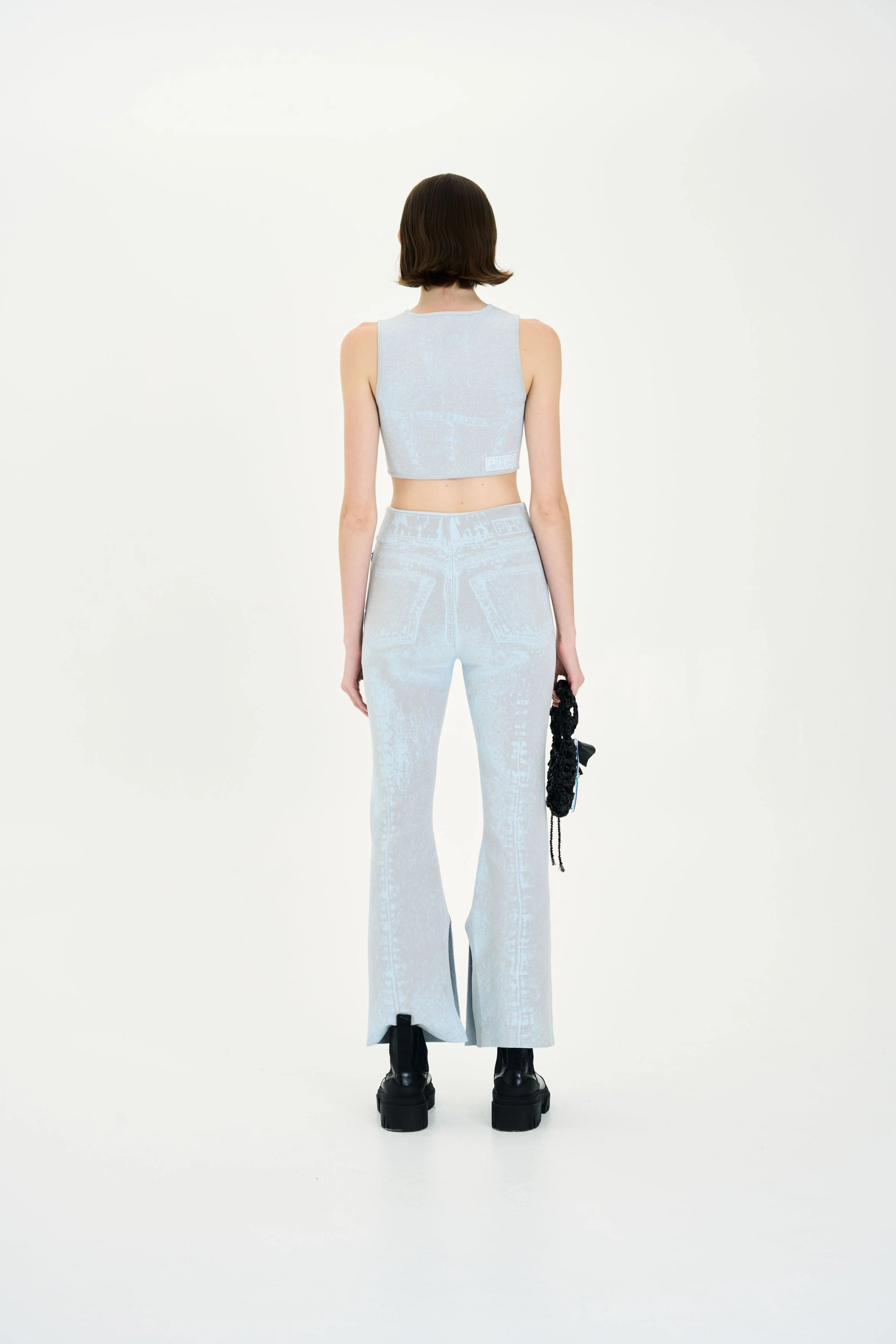 LILLIAN DENIM PRINT CROPPED TOP - Image 3