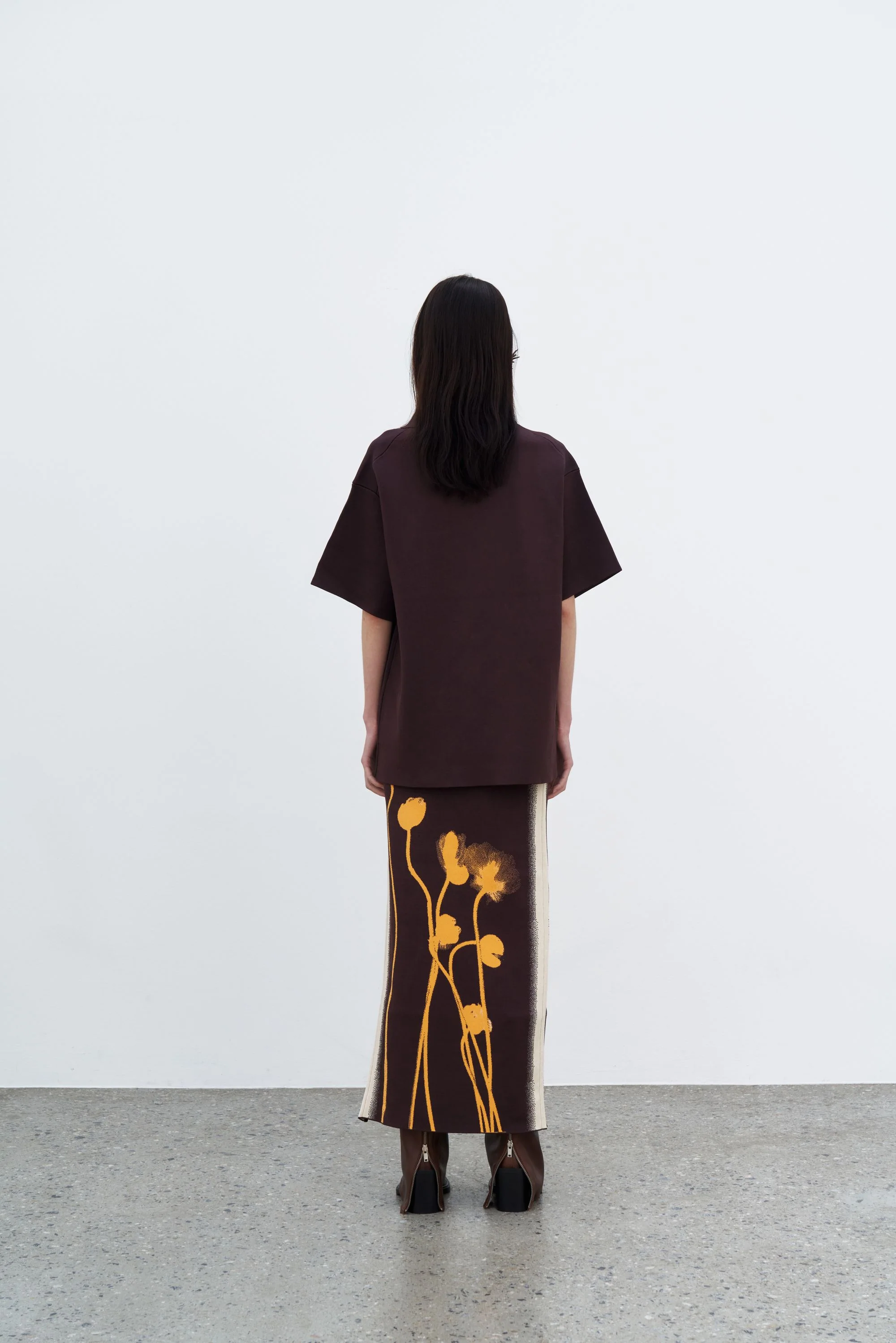 LILY FLOWER PRINT WAVY MIDI SKIRT - Image 5