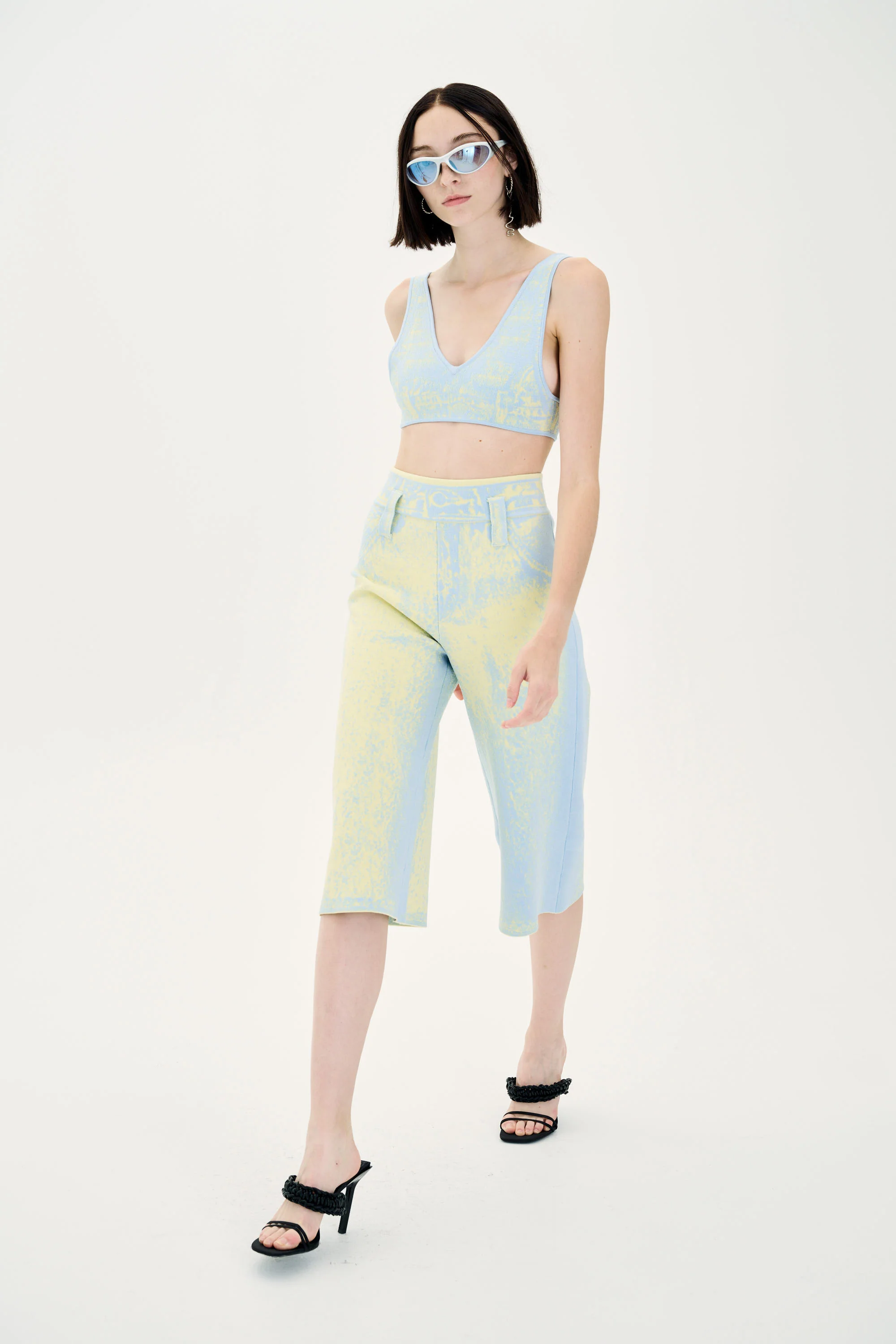 LYCHEE FAKE DENIM PRINT SHORTS - Image 2