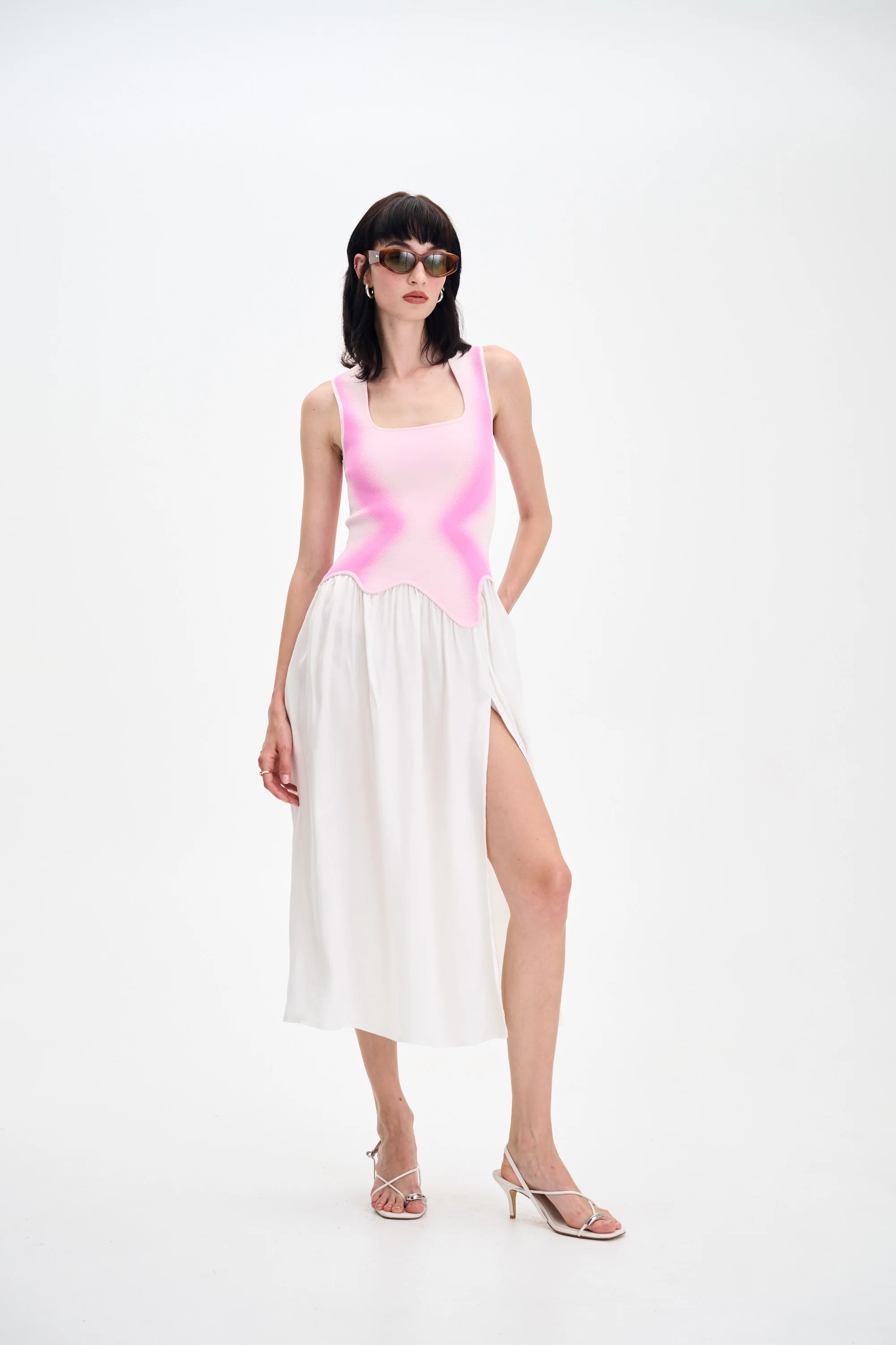 NAGINI MIXED MEDIA DRESS - Image 3