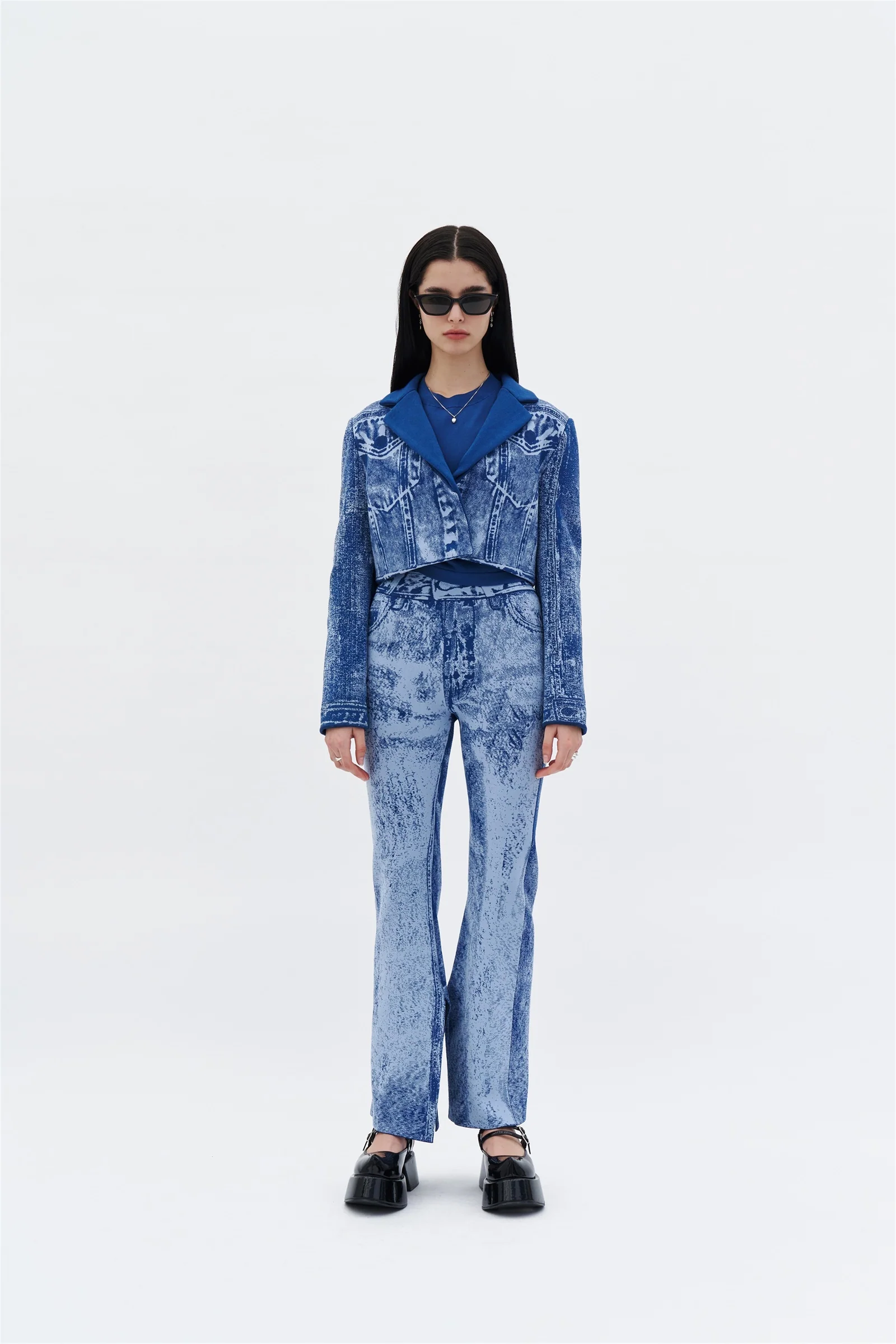NUDI FAKE DENIM CROPPED JACKET - Image 2