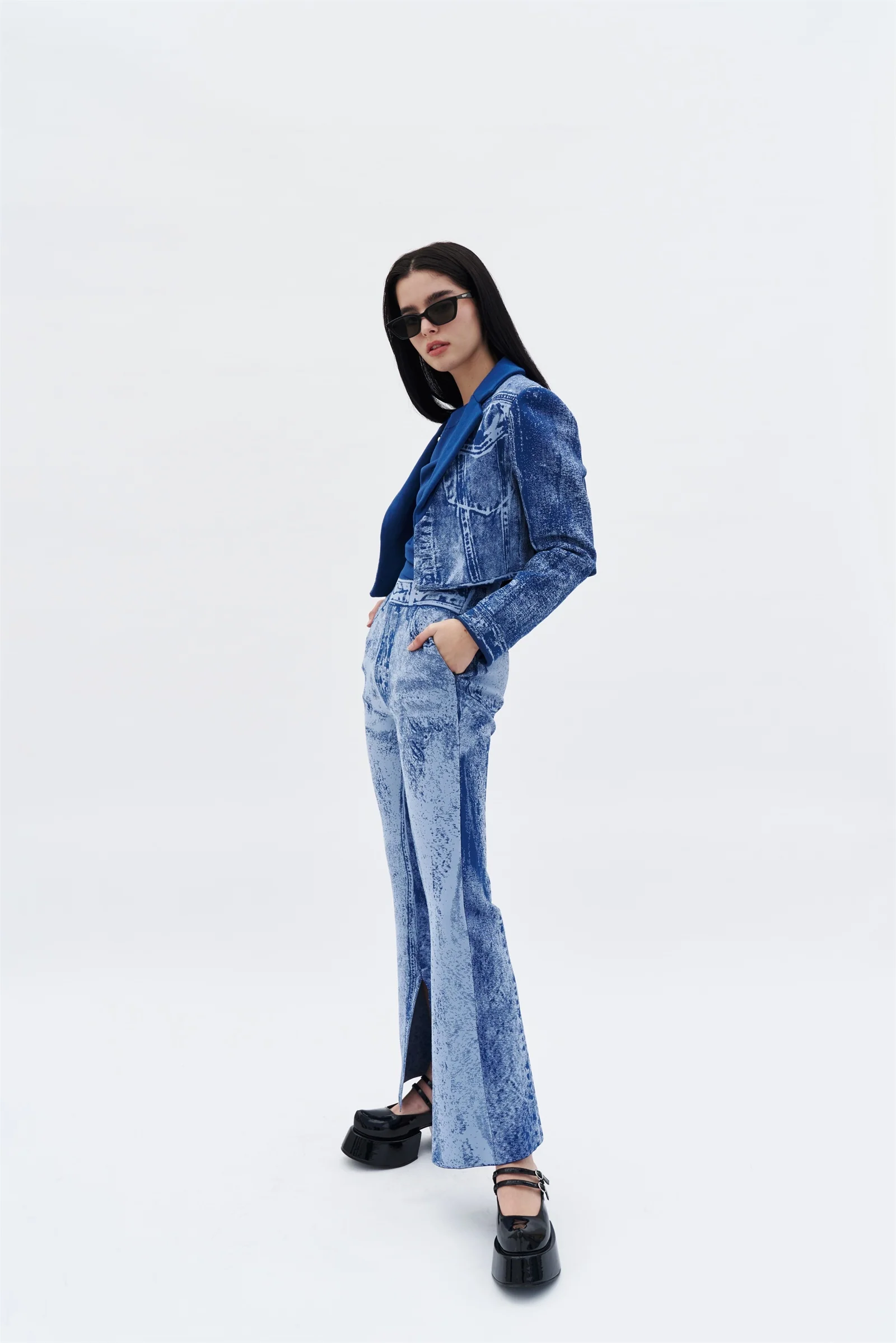 NUDI FAKE DENIM CROPPED JACKET - Image 3