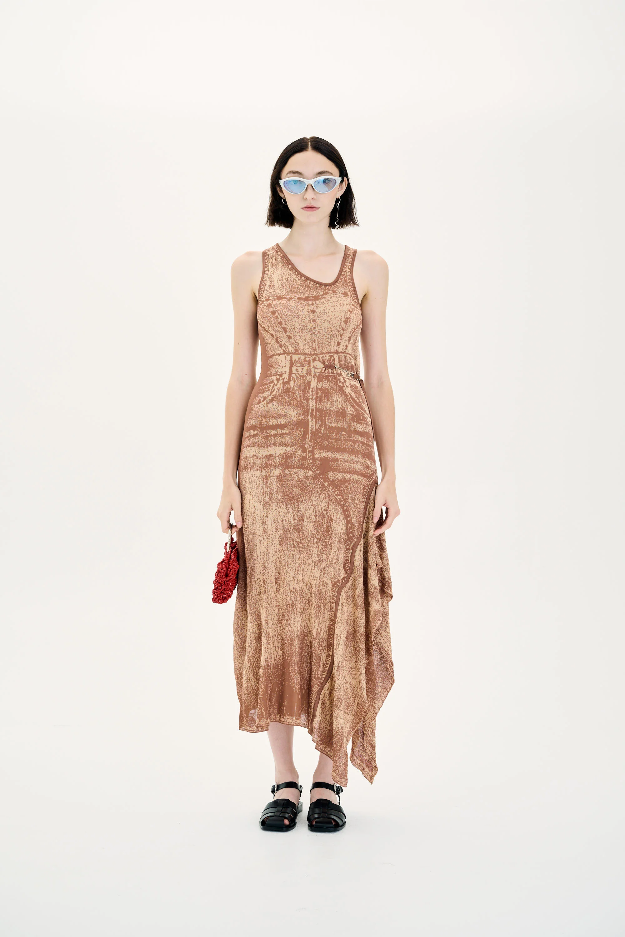 PEONY FAKE DENIM SHEER MAXI TANK DRESS - Image 2