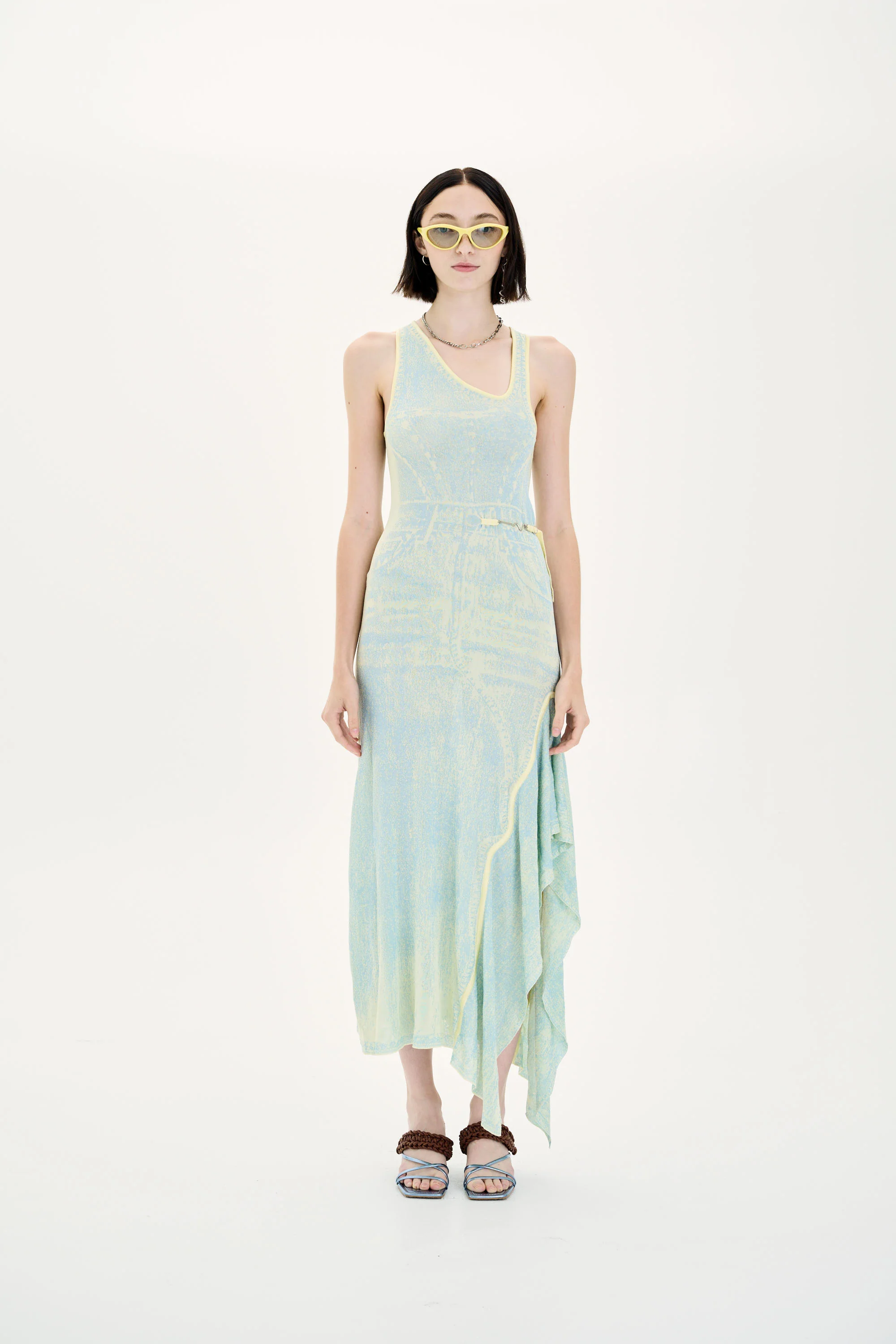 PEONY FAKE DENIM SHEER MAXI TANK DRESS - Image 2