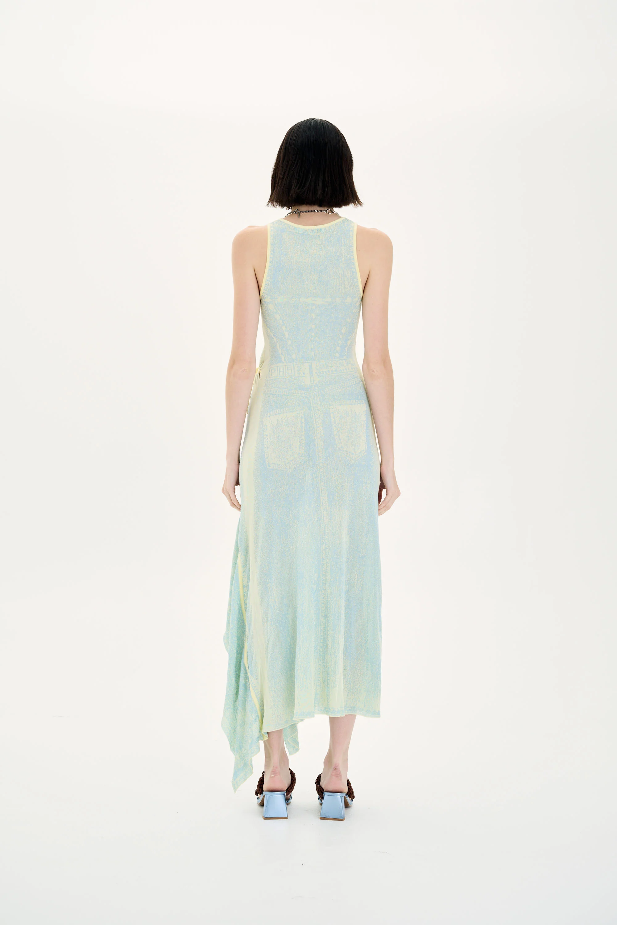 PEONY FAKE DENIM SHEER MAXI TANK DRESS - Image 3