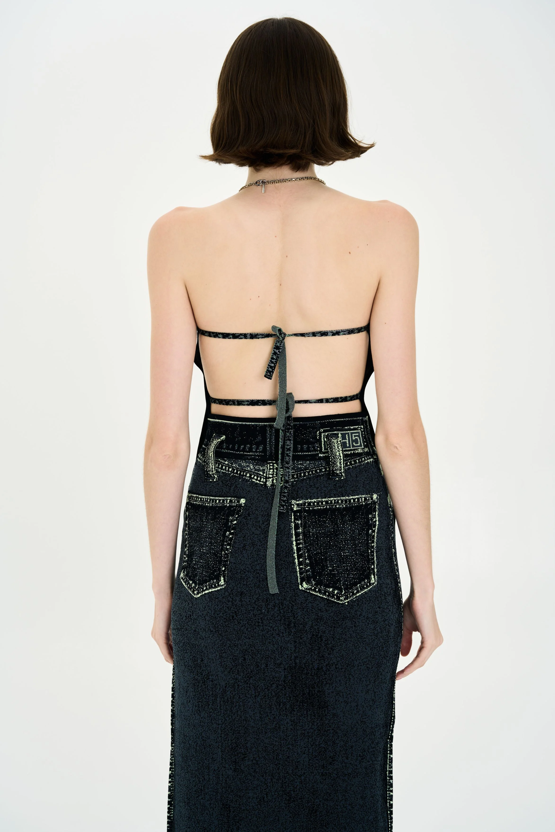 PHULA DNIM PRINT BACKLESS TOP - Image 5