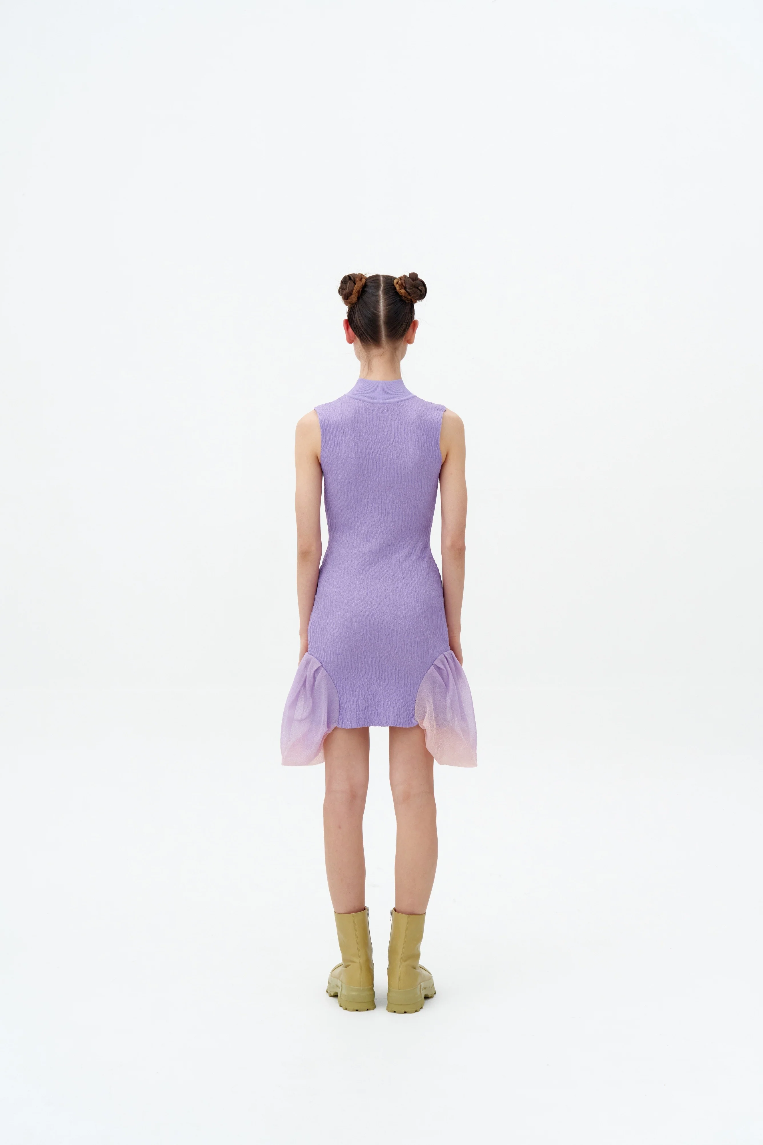 PORTIA 3D-BUBBLE RUCHED SLEEVELESS DRESS - Image 3