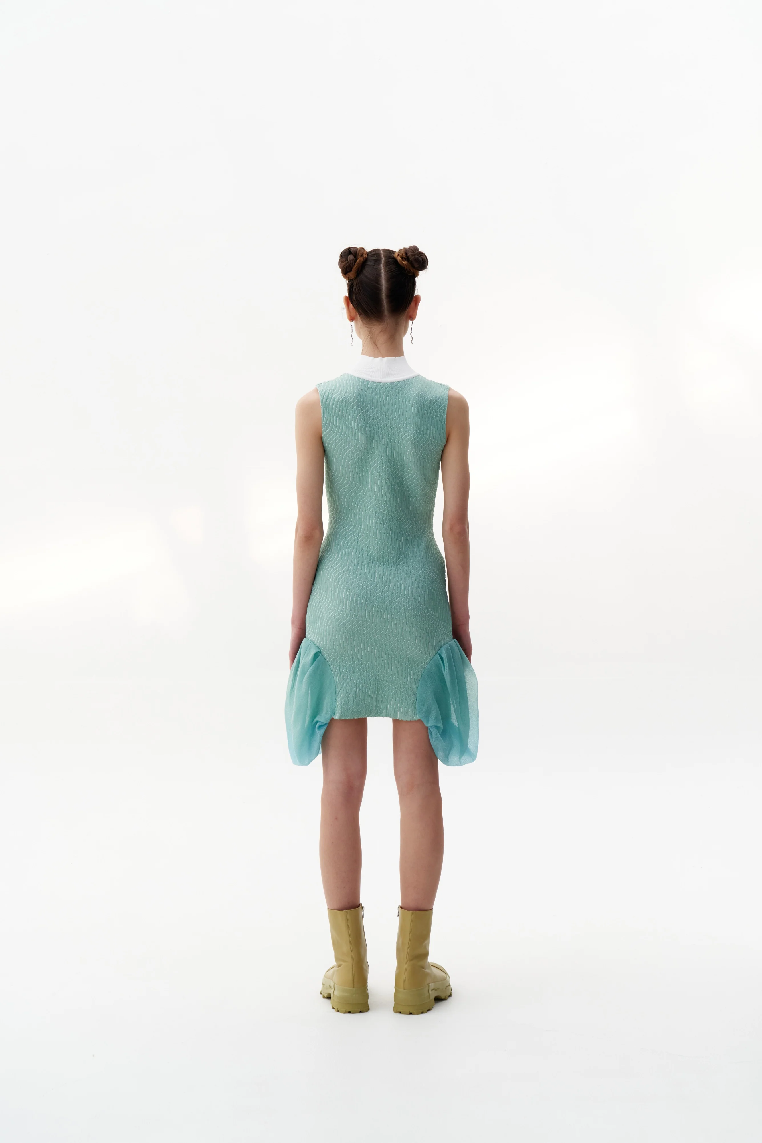 PORTIA 3D-BUBBLE RUCHED SLEEVELESS DRESS - Image 3