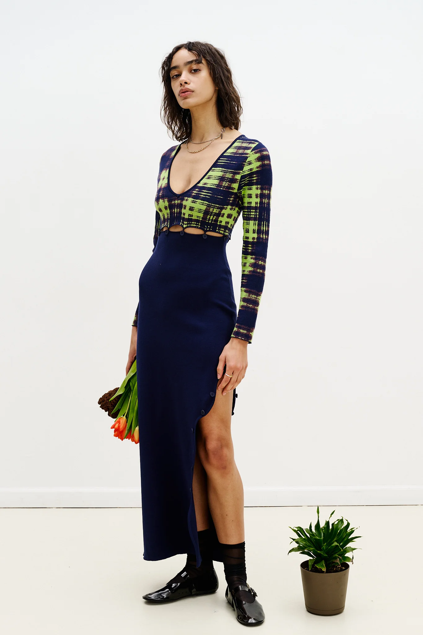 ROSIE COLORBLOCK V-NECK LONG DRESS - Image 3