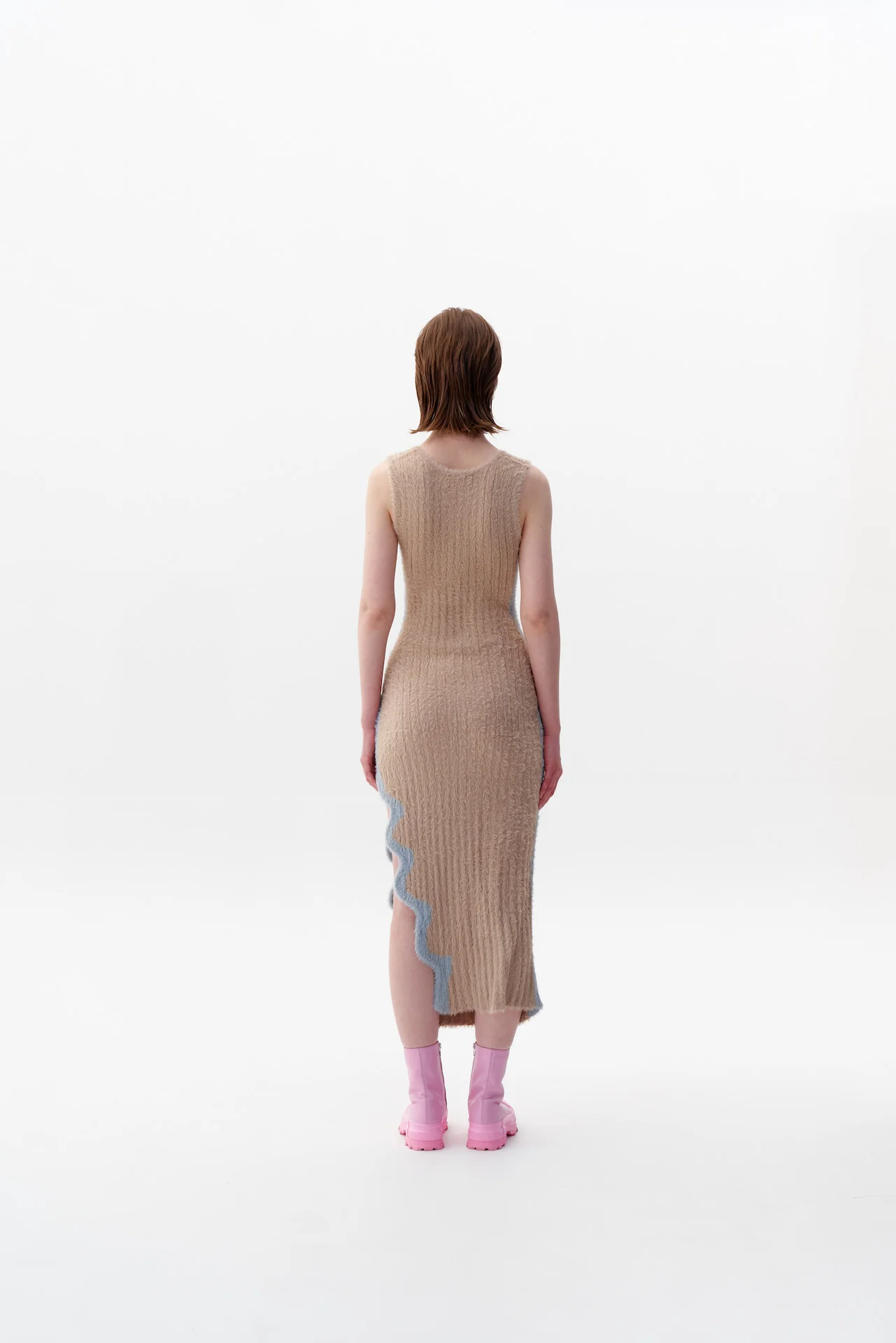 SATURN ECO FAUX FUR REVERSIBLE LONG DRESS WITH SIDE SLIT - Image 4