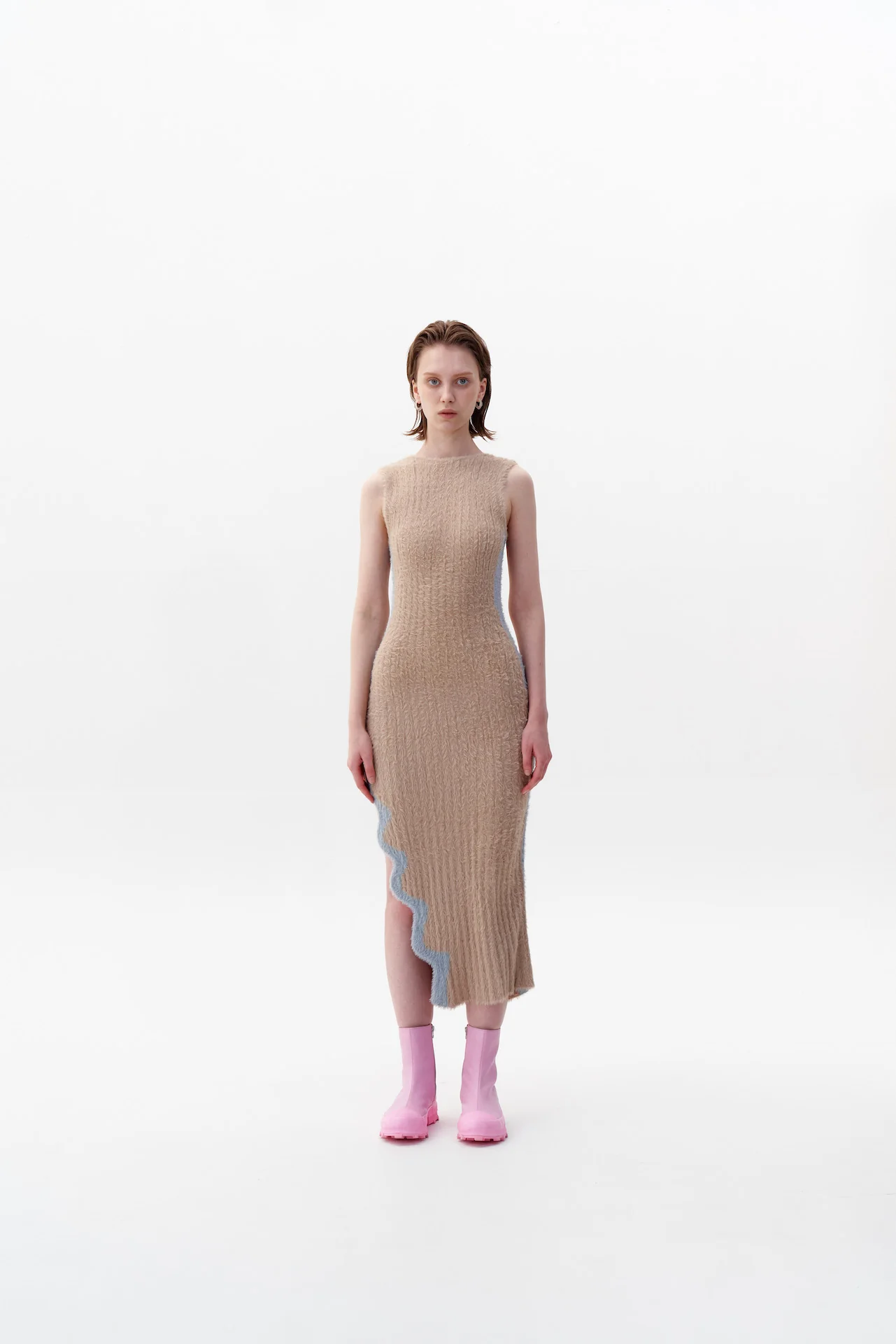 SATURN ECO FAUX FUR REVERSIBLE LONG DRESS WITH SIDE SLIT - Image 5