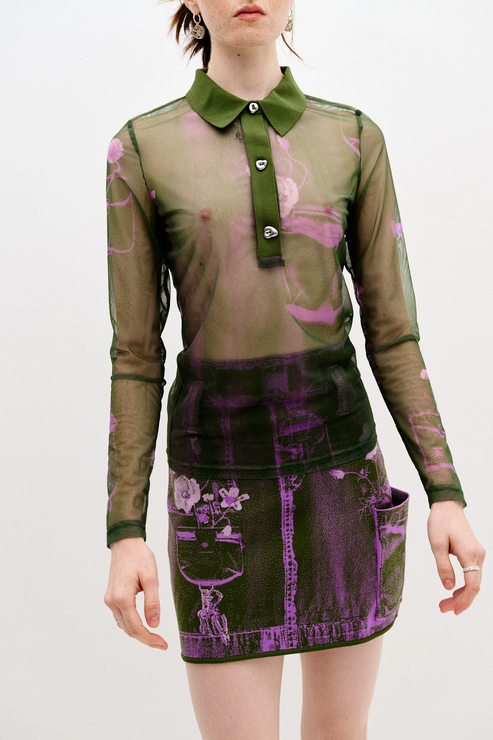 SCARLET MIXED MEDIA SHEER SHIRT - Image 2