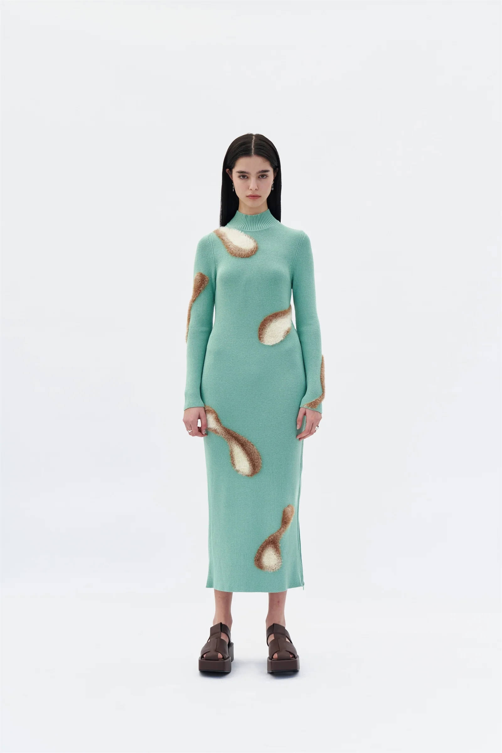 SIMBA MIXED MEDIA LONG SLEEVE MAXI DRESS WITH SIDE ZIP - Image 2