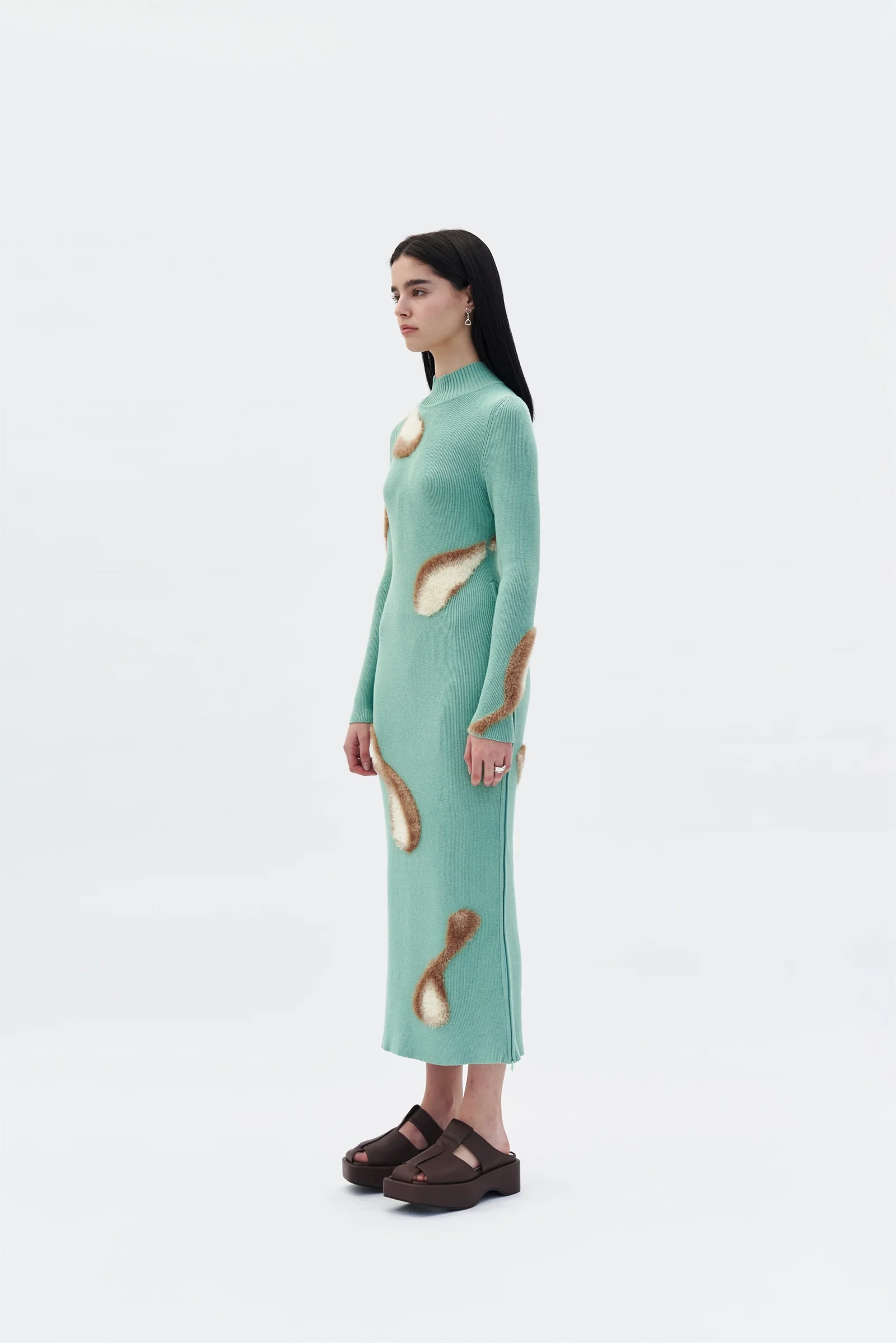 SIMBA MIXED MEDIA LONG SLEEVE MAXI DRESS WITH SIDE ZIP - Image 3