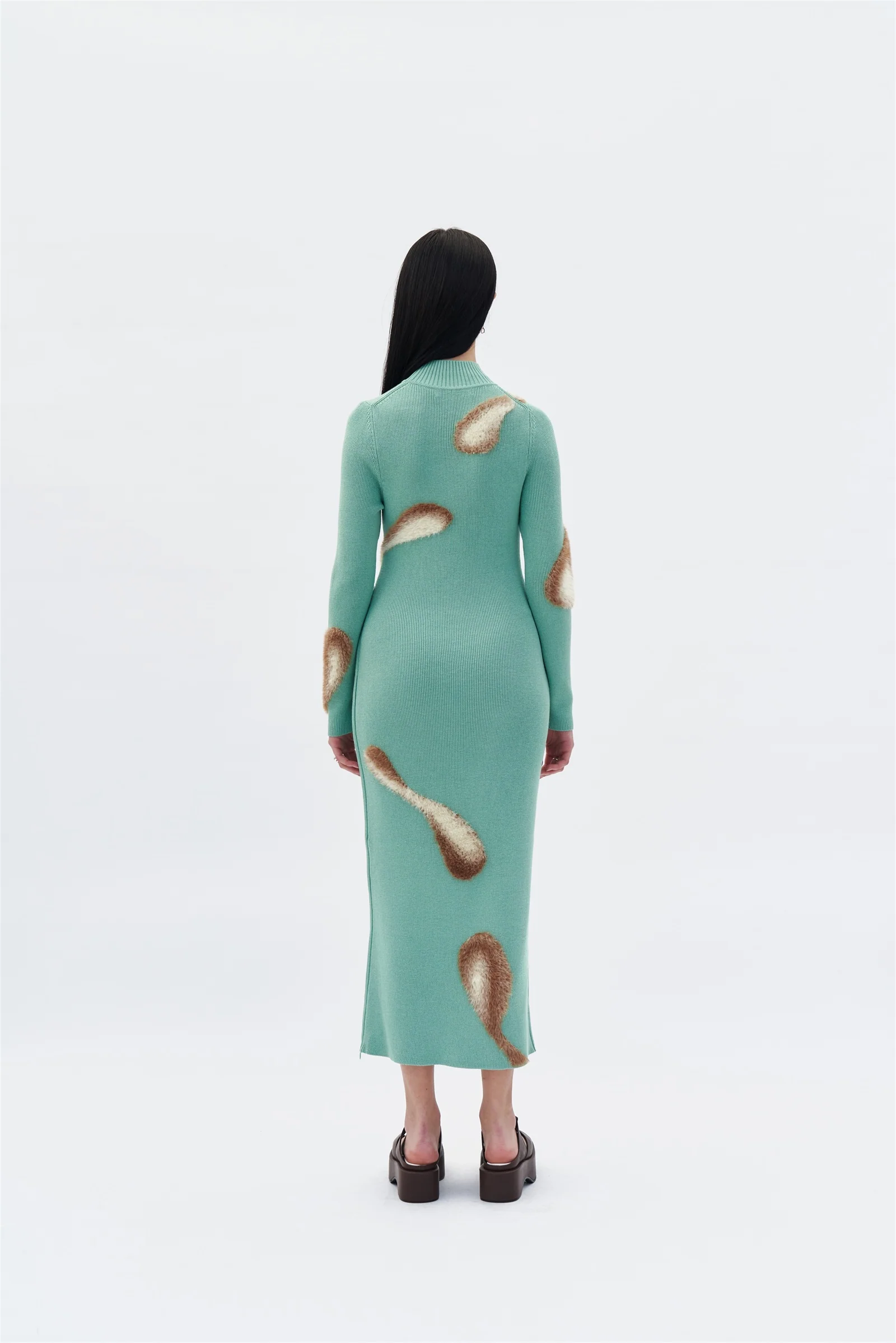 SIMBA MIXED MEDIA LONG SLEEVE MAXI DRESS WITH SIDE ZIP - Image 4