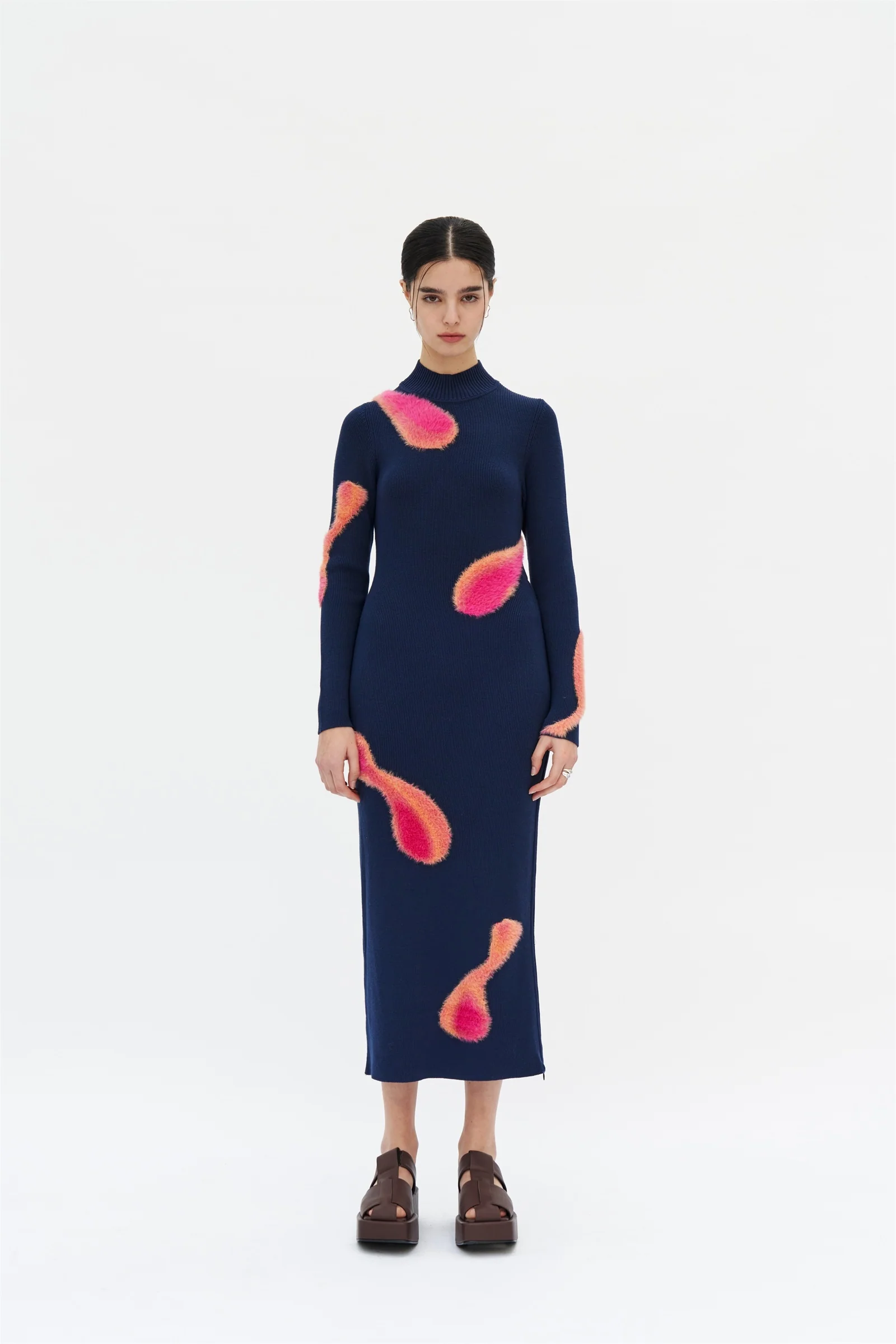 SIMBA MIXED MEDIA LONG SLEEVE MAXI DRESS WITH SIDE ZIP - Image 2