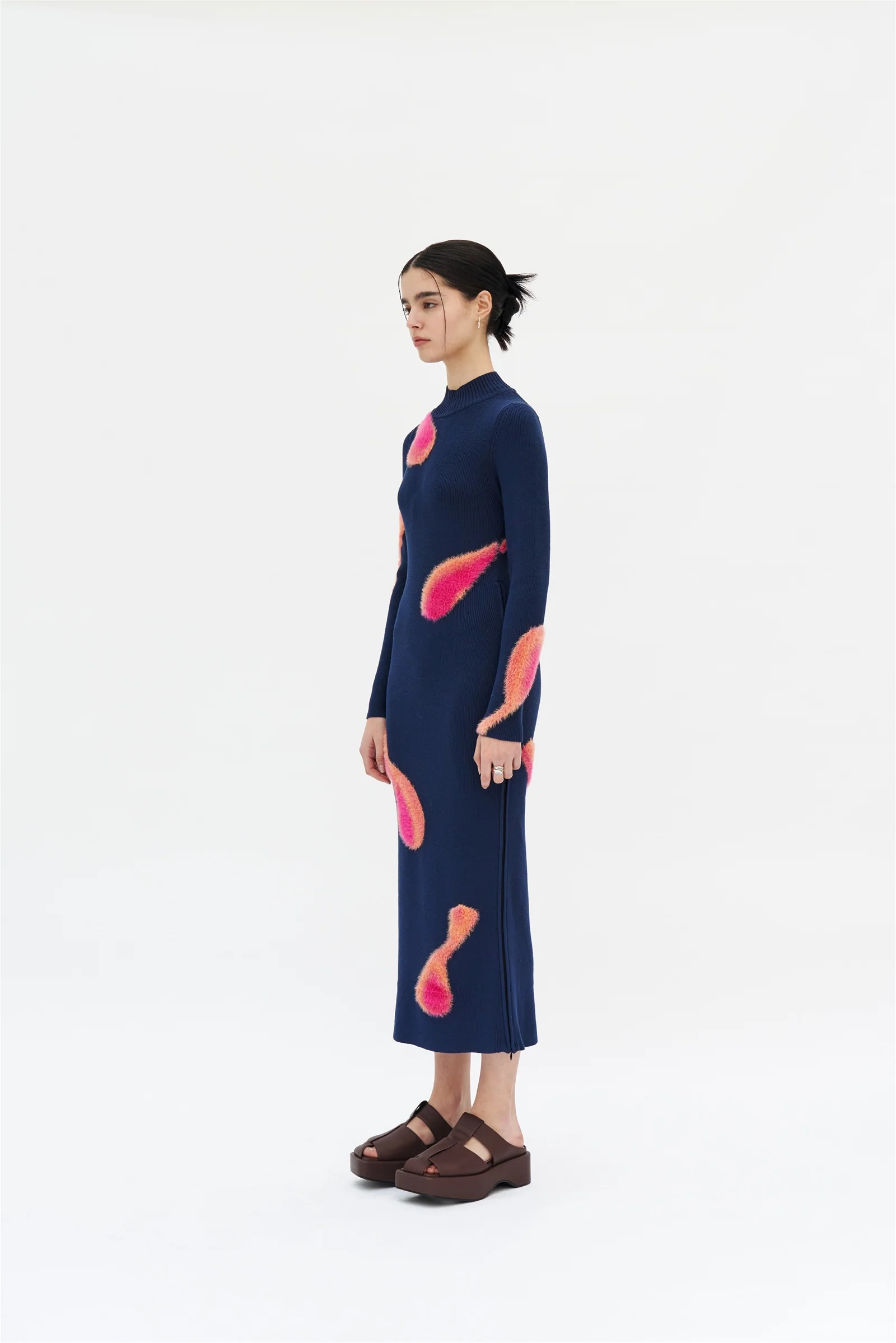 SIMBA MIXED MEDIA LONG SLEEVE MAXI DRESS WITH SIDE ZIP - Image 3