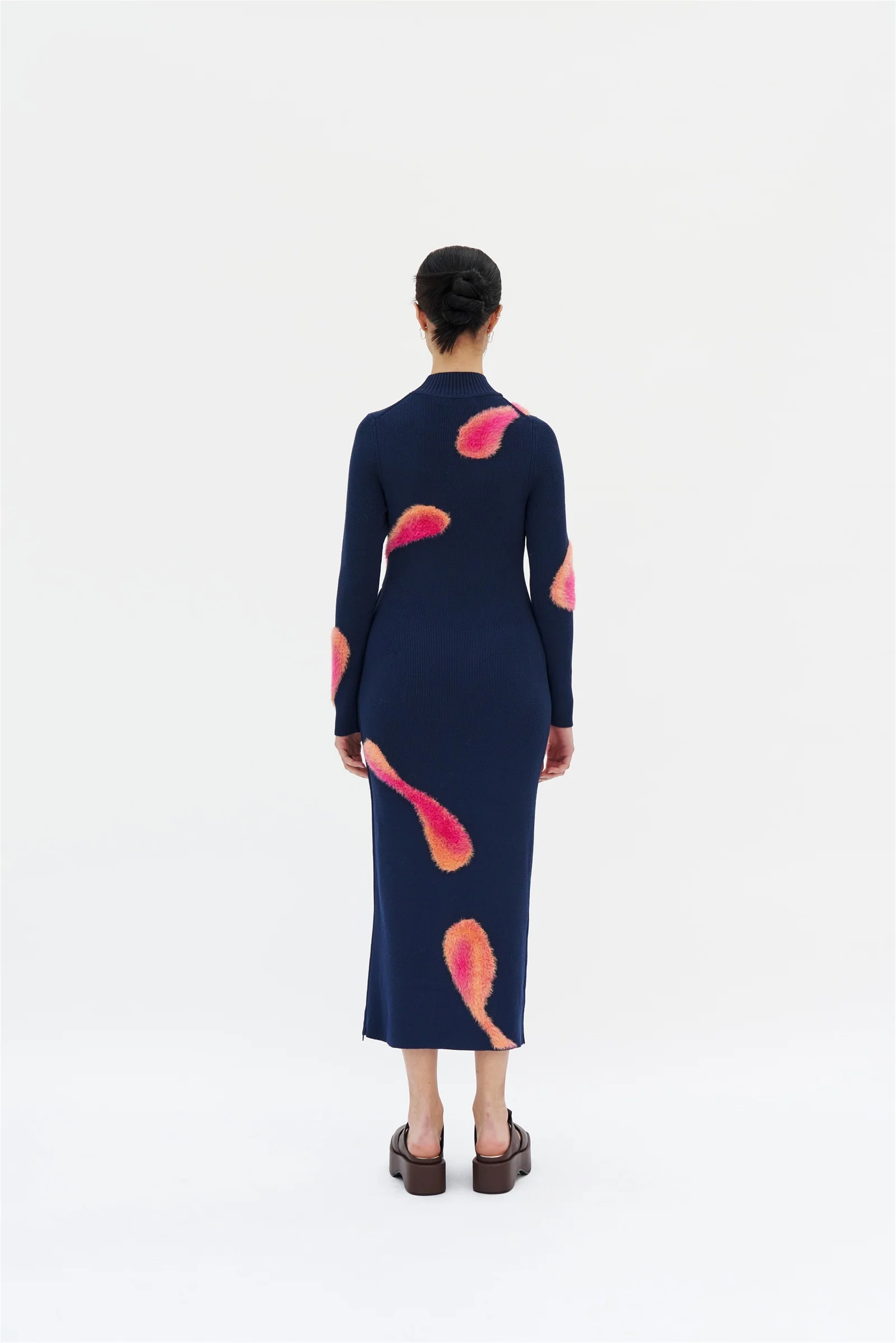 SIMBA MIXED MEDIA LONG SLEEVE MAXI DRESS WITH SIDE ZIP - Image 4