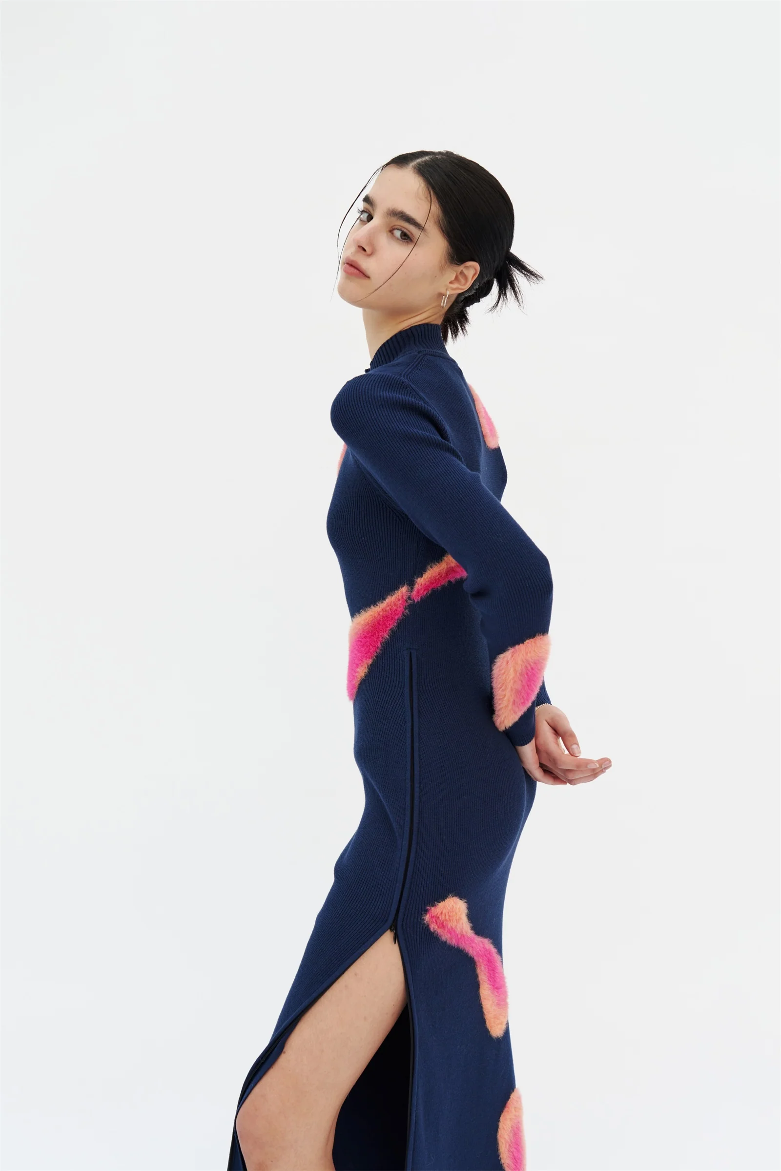 SIMBA MIXED MEDIA LONG SLEEVE MAXI DRESS WITH SIDE ZIP - Image 6