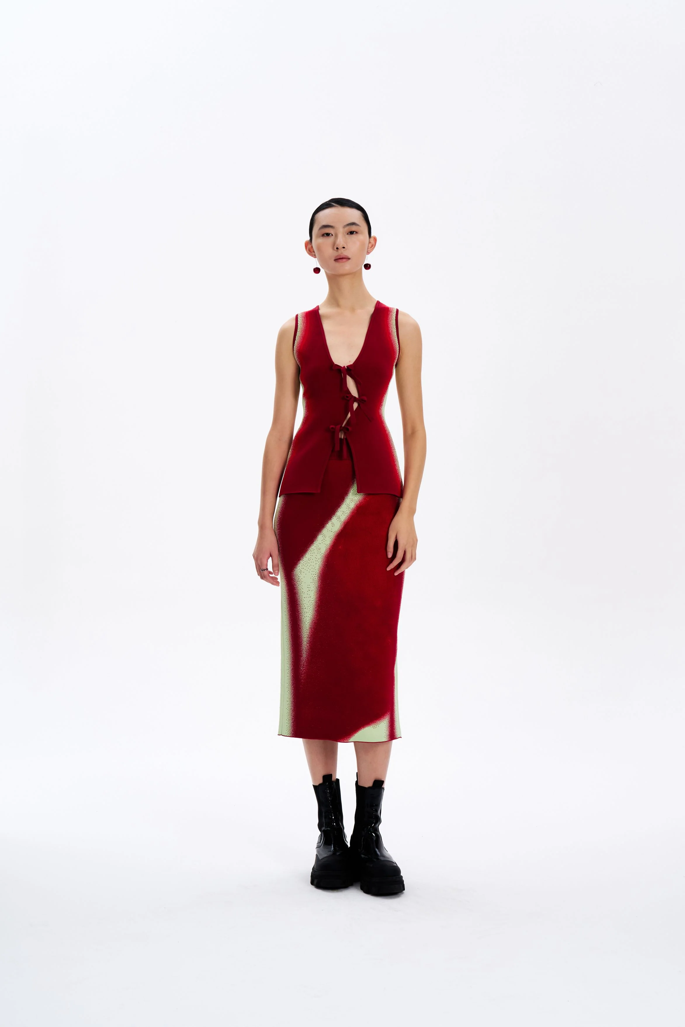SOPHIE CHERRY PRINT MIDI SKIRT - Image 2