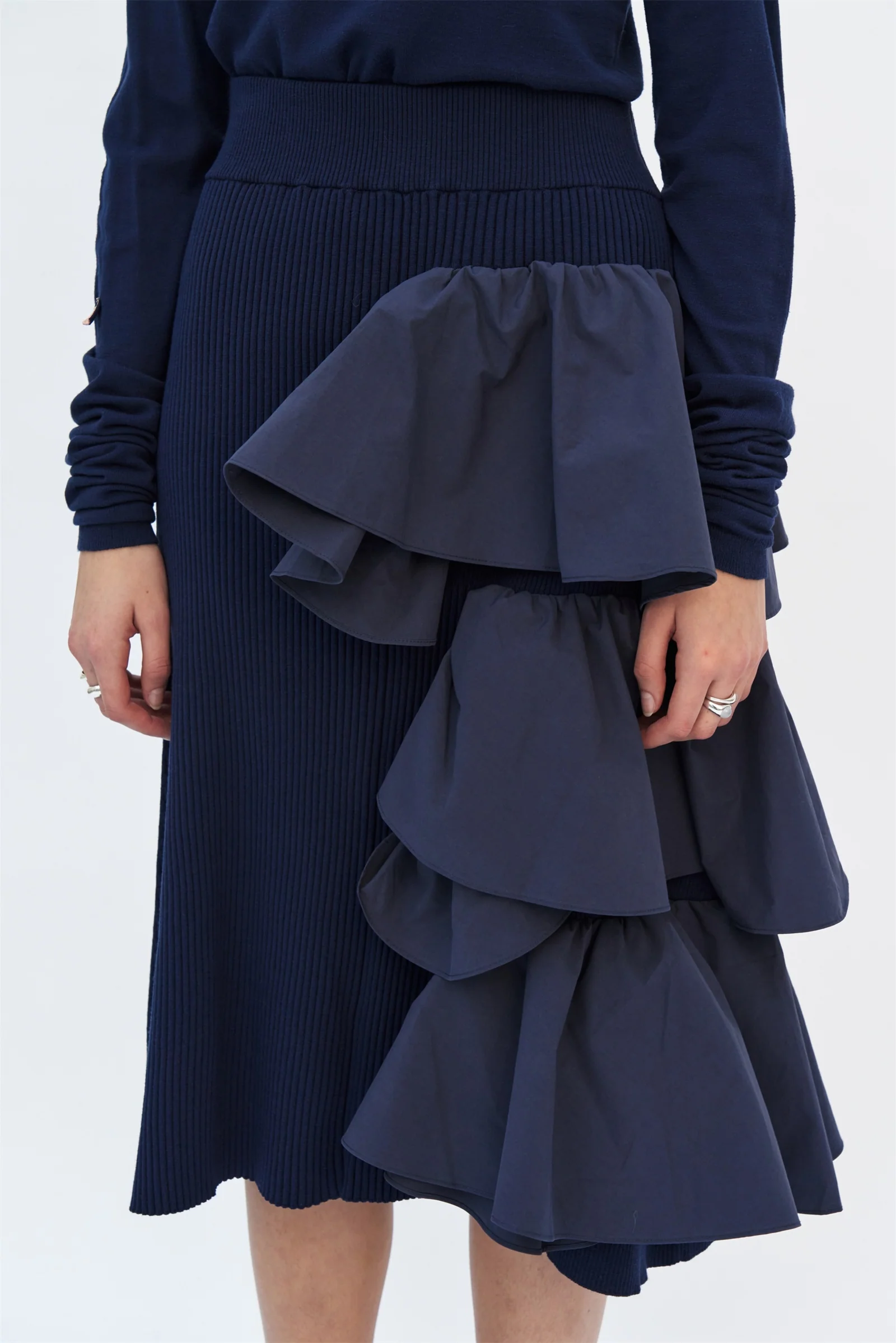 TETRA KNIT WOVEN MIDI VOLUME SKIRT - Image 5