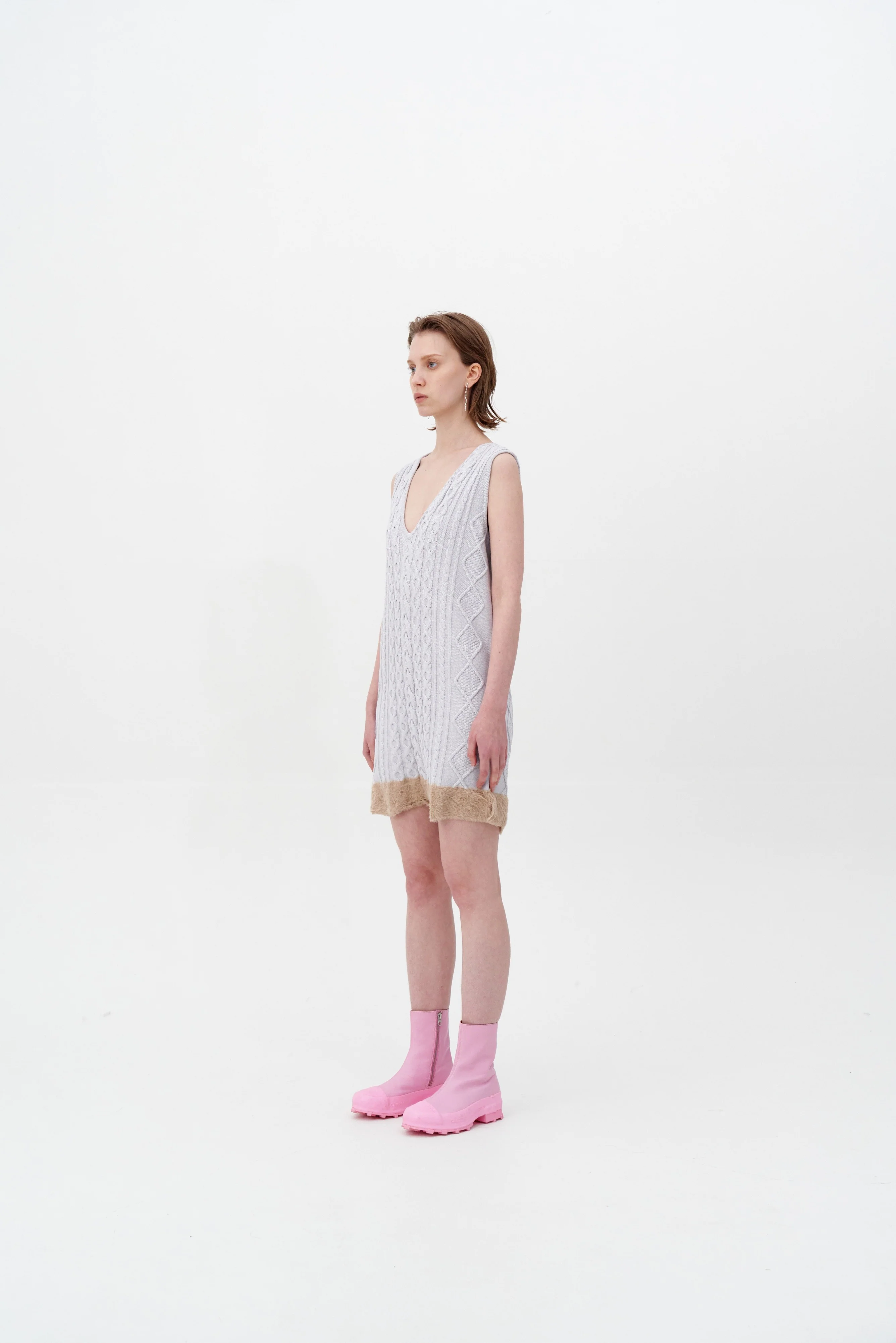 THEBE MIXED CABLE KNIT TANK DRESS - Image 2