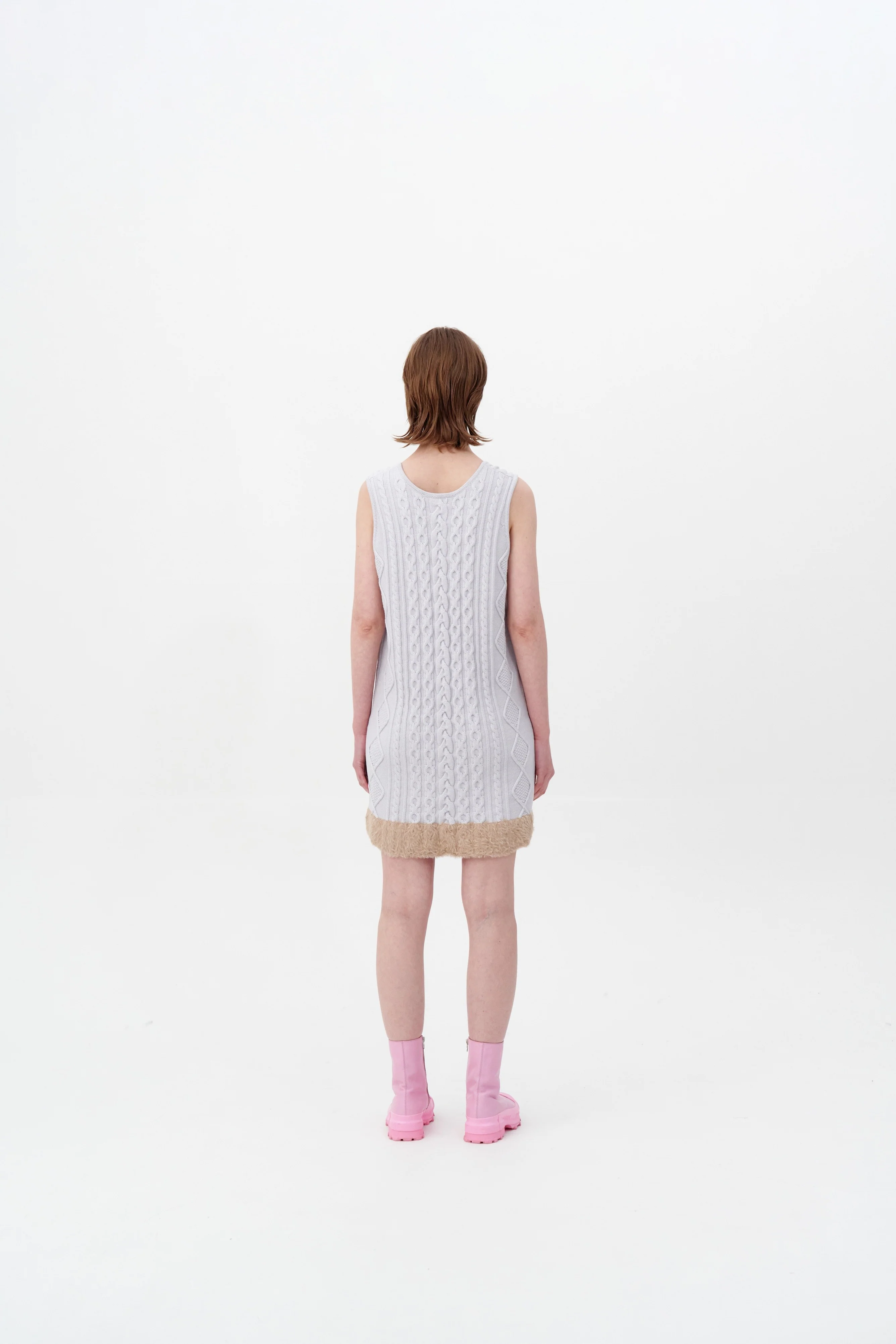 THEBE MIXED CABLE KNIT TANK DRESS - Image 3