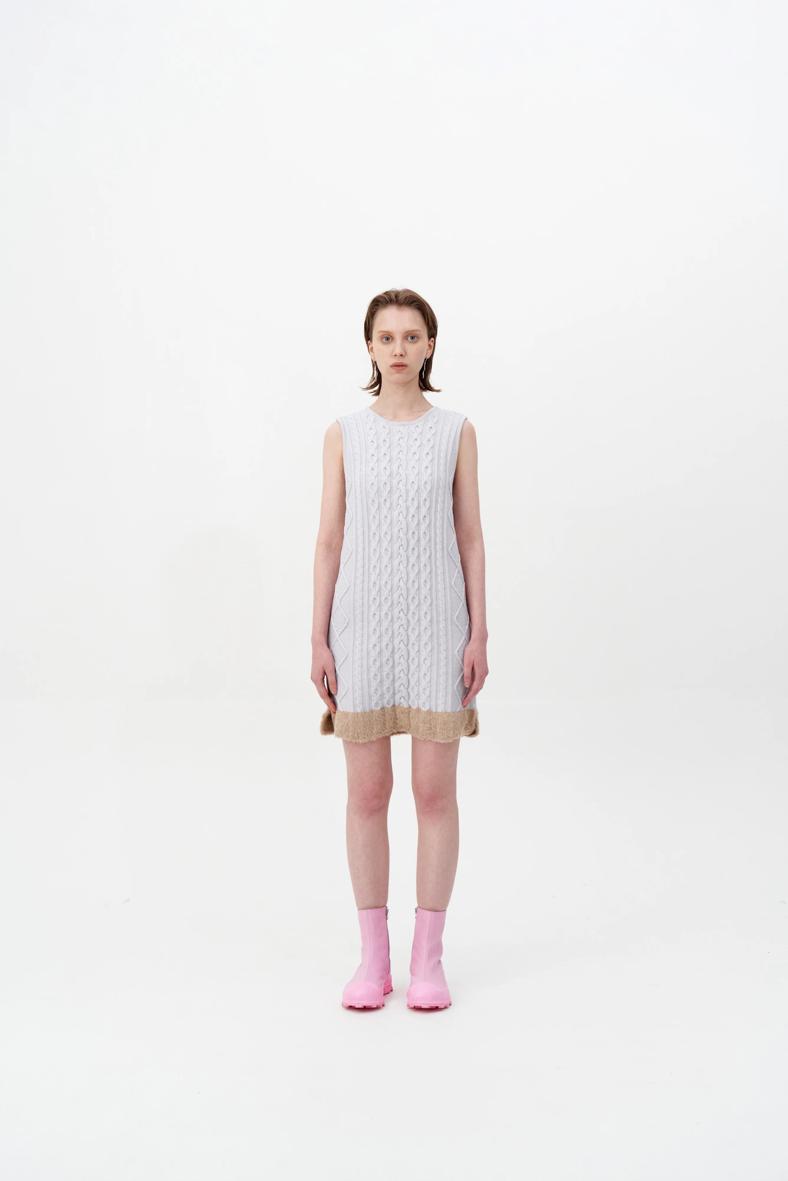 THEBE MIXED CABLE KNIT TANK DRESS - Image 4