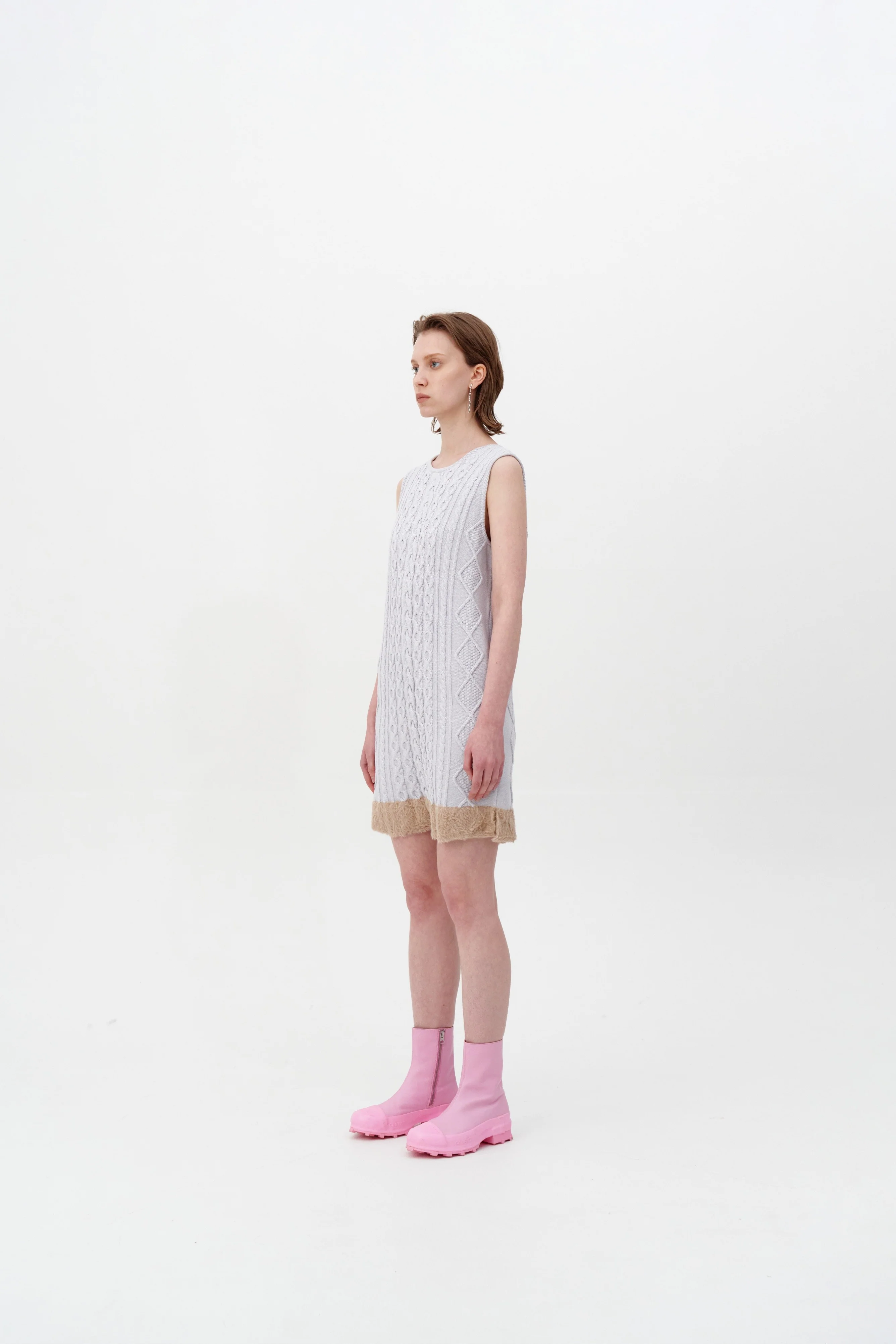 THEBE MIXED CABLE KNIT TANK DRESS - Image 5