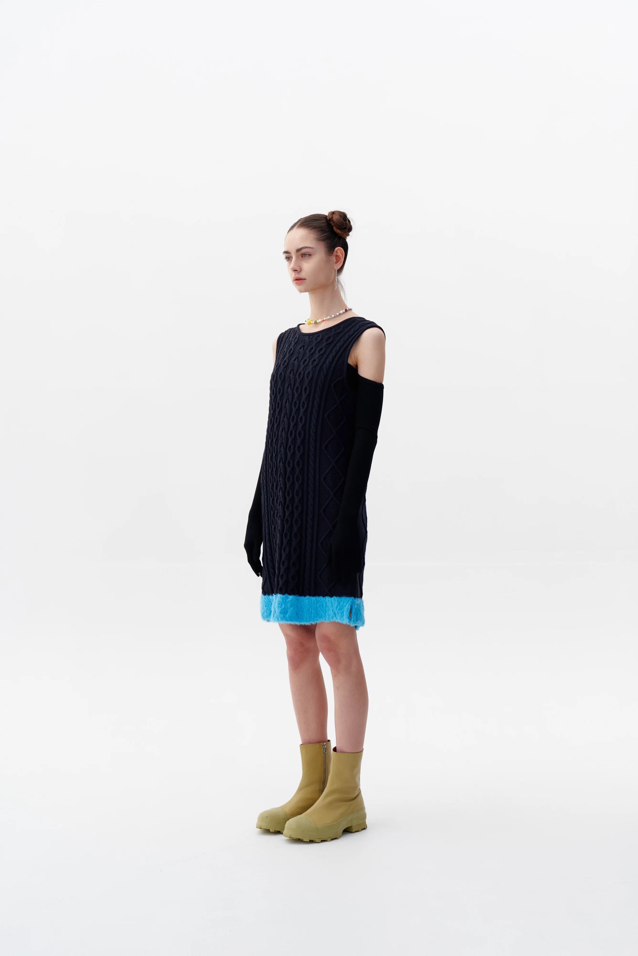 THEBE MIXED CABLE KNIT TANK DRESS - Image 3