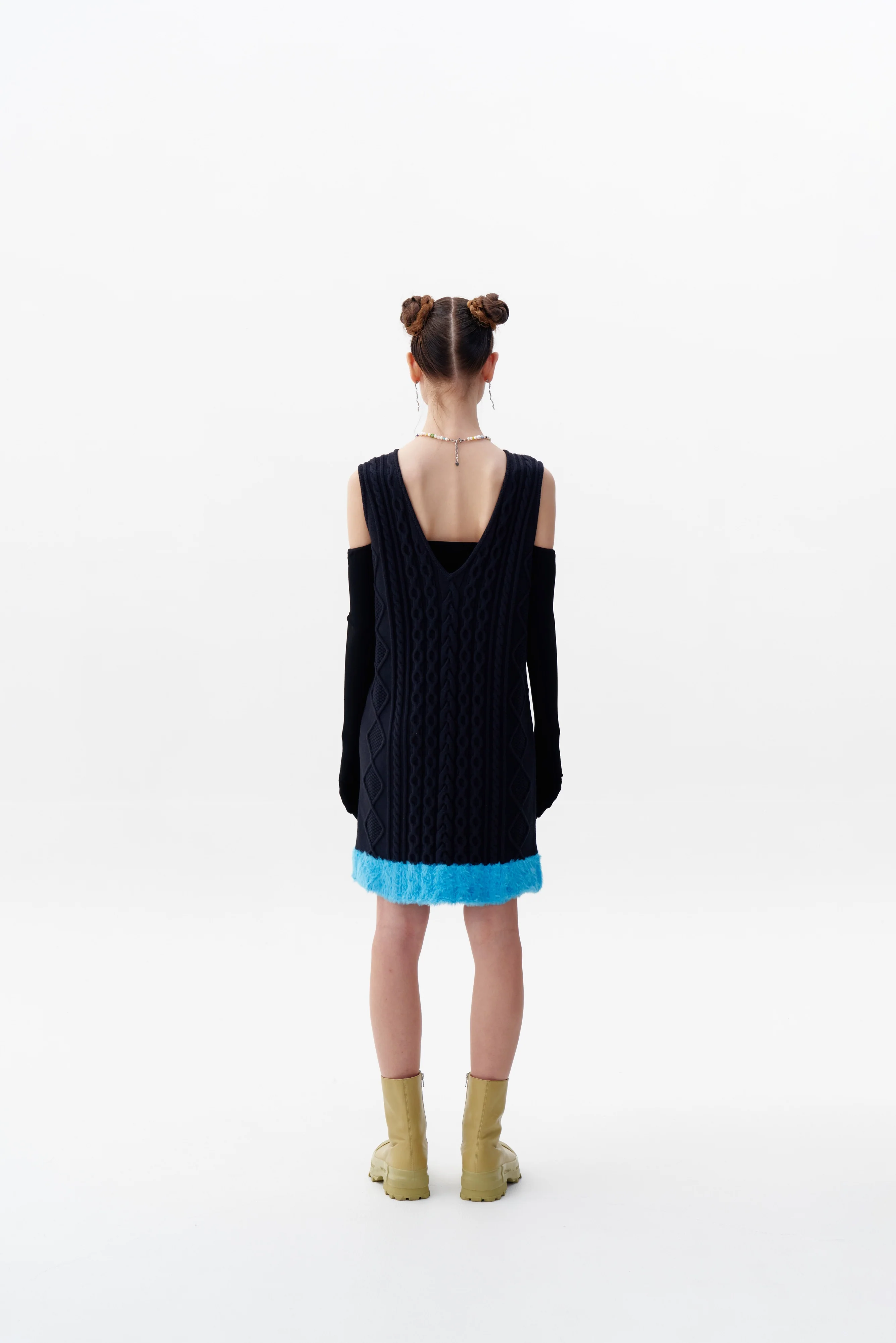 THEBE MIXED CABLE KNIT TANK DRESS - Image 4