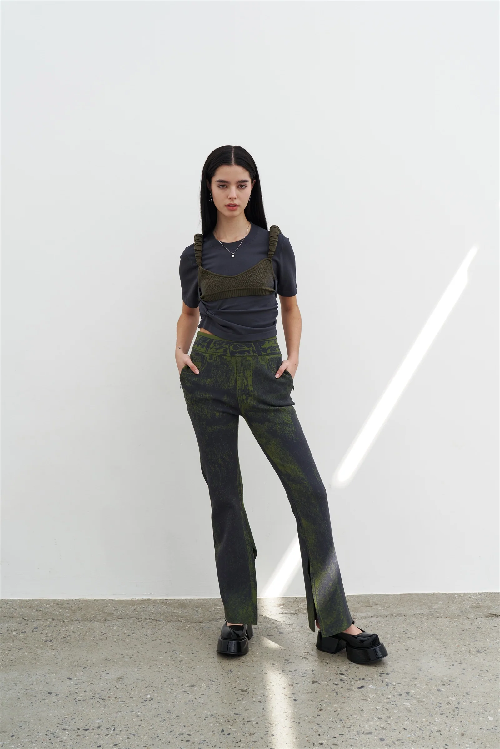 TOBY SKINNY FAKE DENIM PANTS WITH SLIT - Image 6