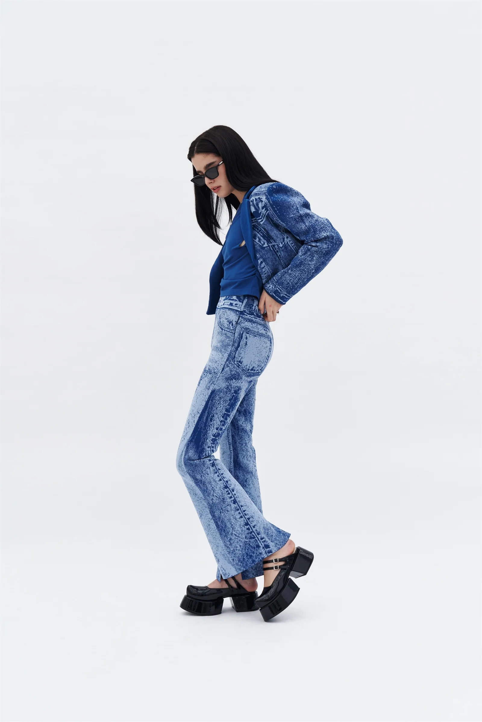 TOBY SKINNY FAKE DENIM PANTS WITH SLIT - Image 3