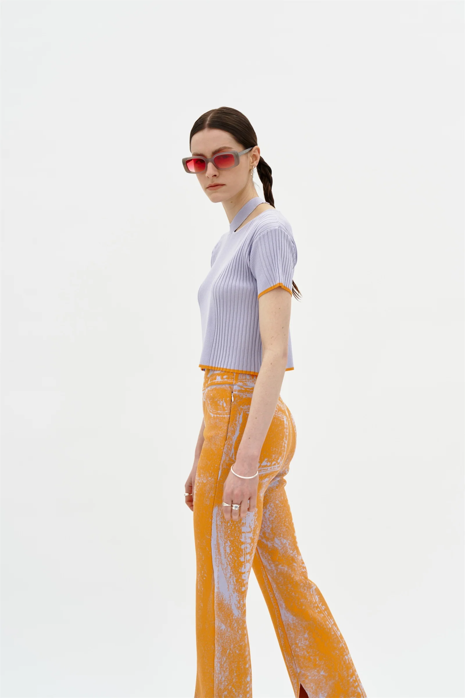 TOBY SKINNY FAKE DENIM PANTS WITH SLIT - Image 3