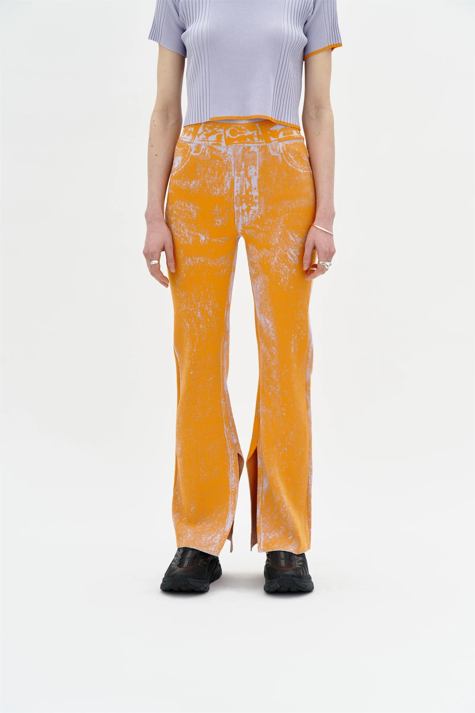 TOBY SKINNY FAKE DENIM PANTS WITH SLIT - Image 4