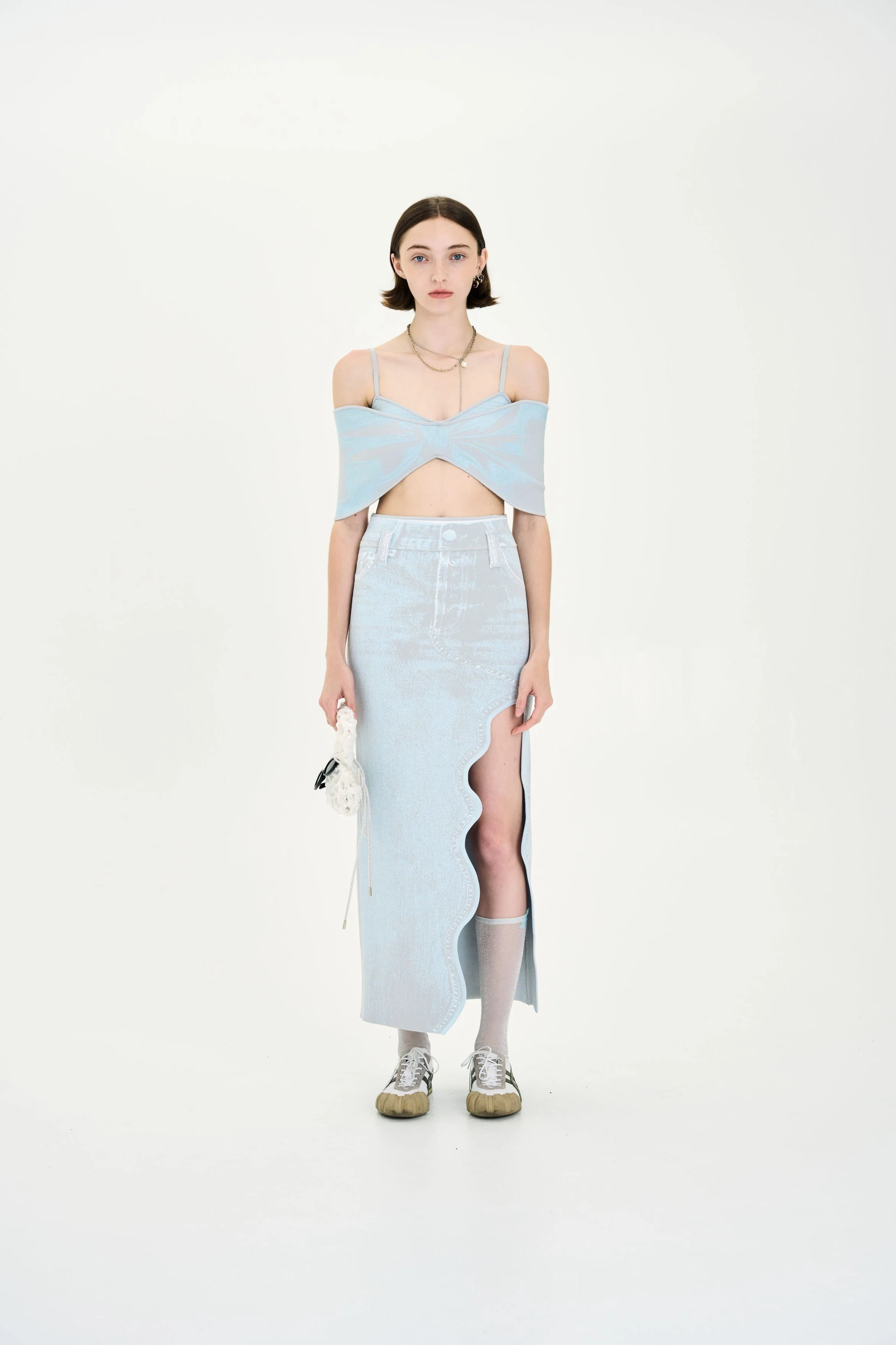 TULIP DENIM PRINT BRA TOP - Image 2