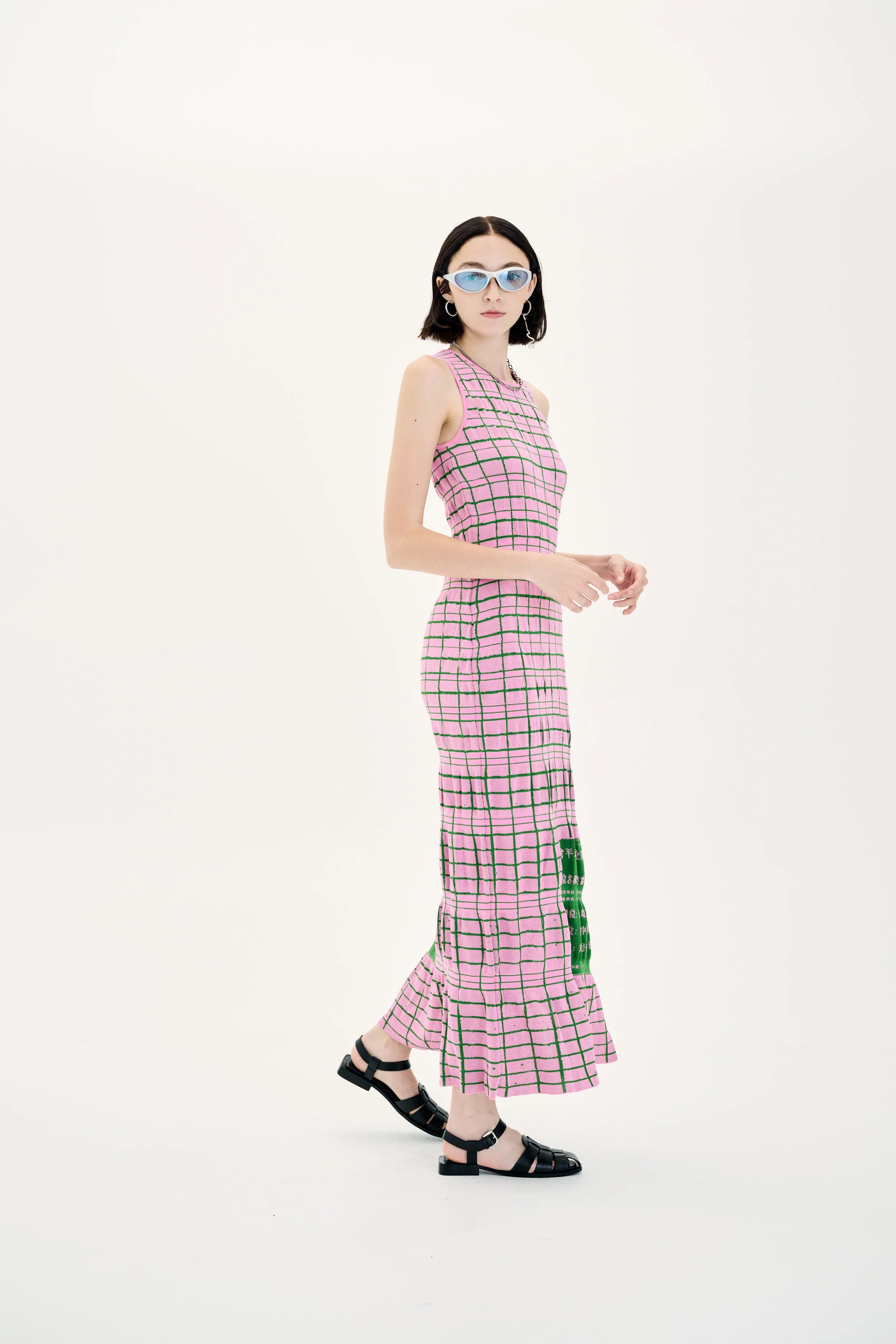 UME PLAID PRINT MAXI TANK DRESS - Image 3