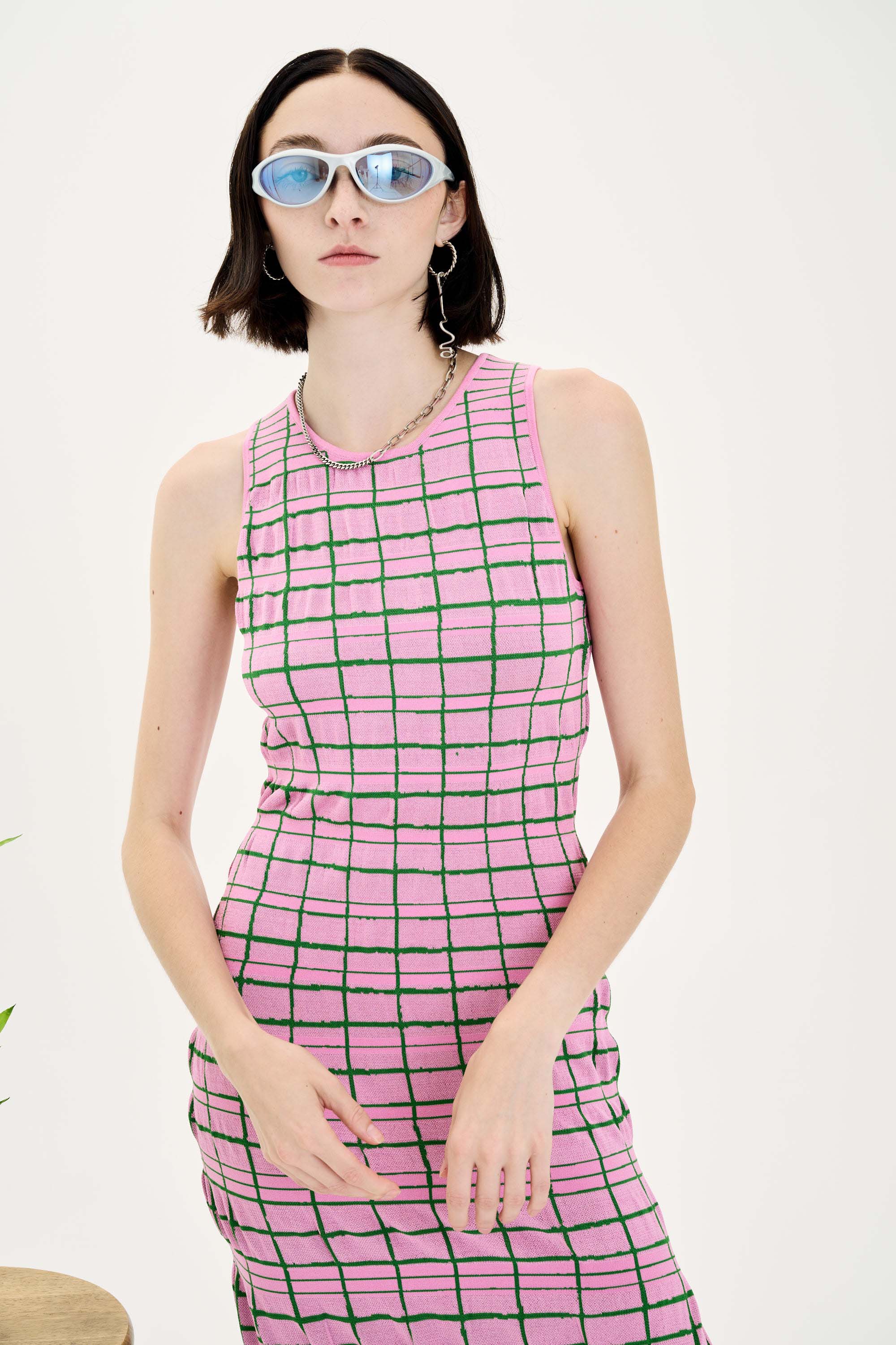 UME PLAID PRINT MAXI TANK DRESS - Image 5