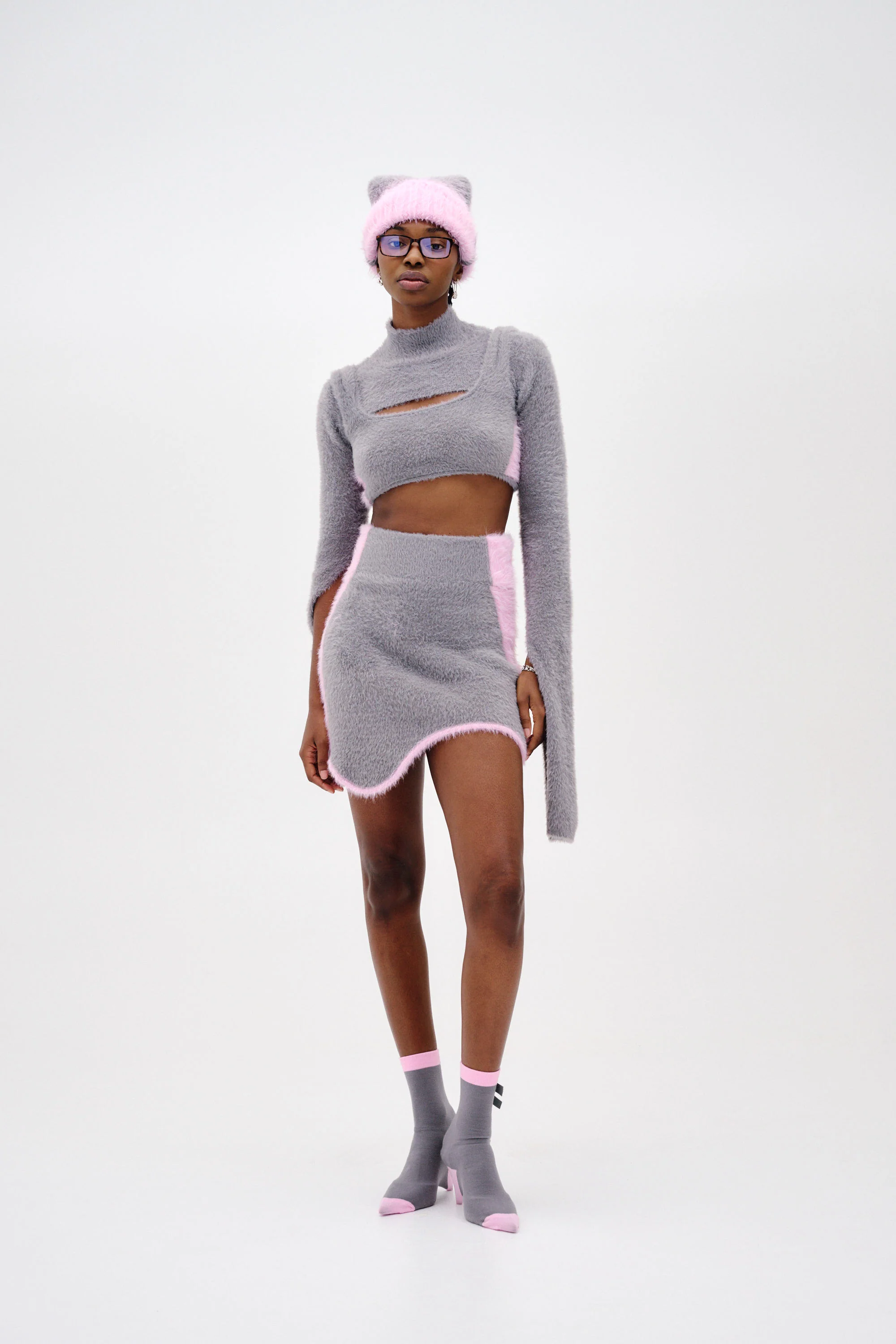 USHER FAUX FUR WAVY MINI SKIRT - Image 2